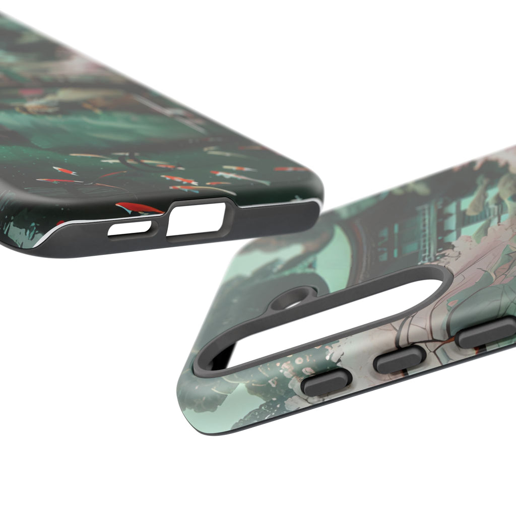 Nature-Inspired Phone Case, Aesthetic Phone Cover, Floral Case, Koi Pond Design, Gift for Nature Lovers