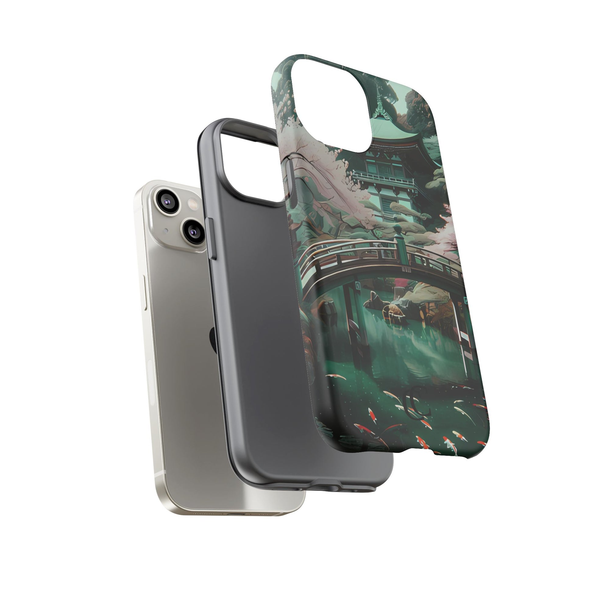 Nature-Inspired Phone Case, Aesthetic Phone Cover, Floral Case, Koi Pond Design, Gift for Nature Lovers