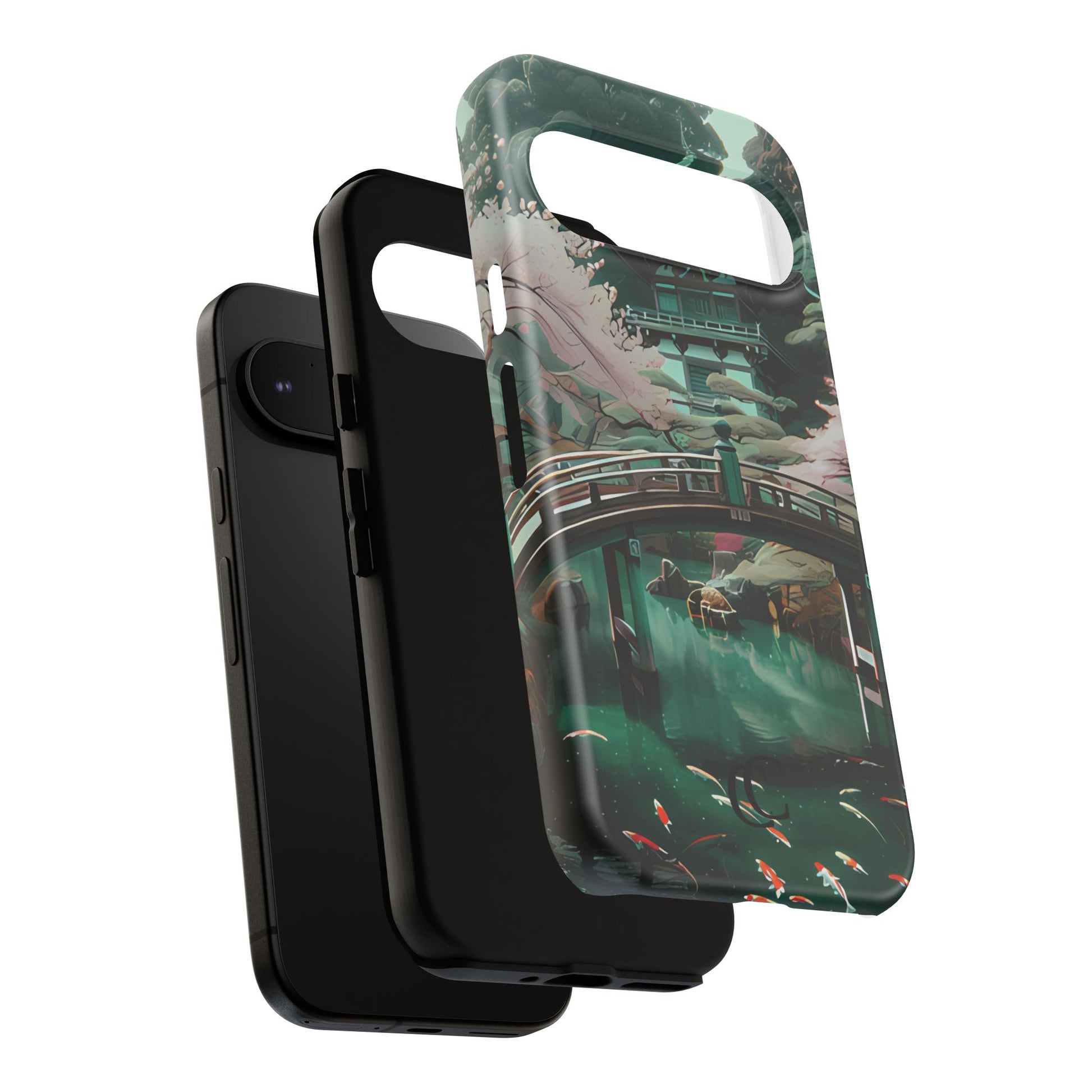 Nature-Inspired Phone Case, Aesthetic Phone Cover, Floral Case, Koi Pond Design, Gift for Nature Lovers