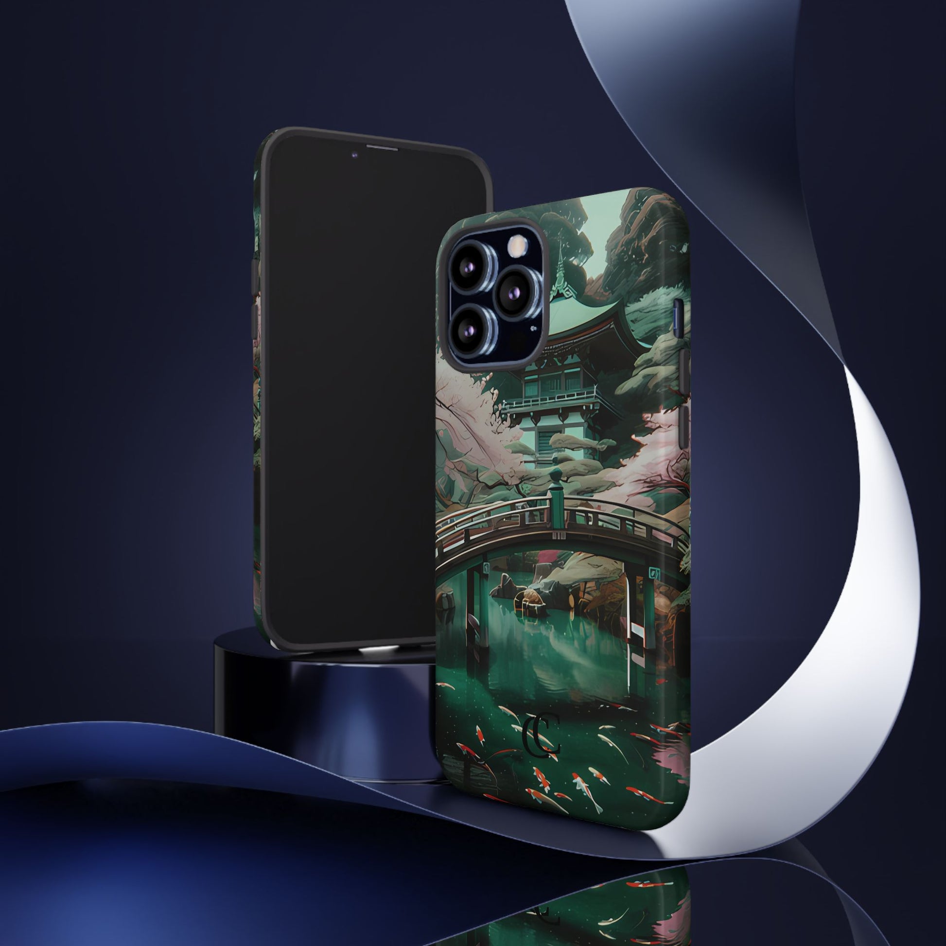 Nature-Inspired Phone Case, Aesthetic Phone Cover, Floral Case, Koi Pond Design, Gift for Nature Lovers