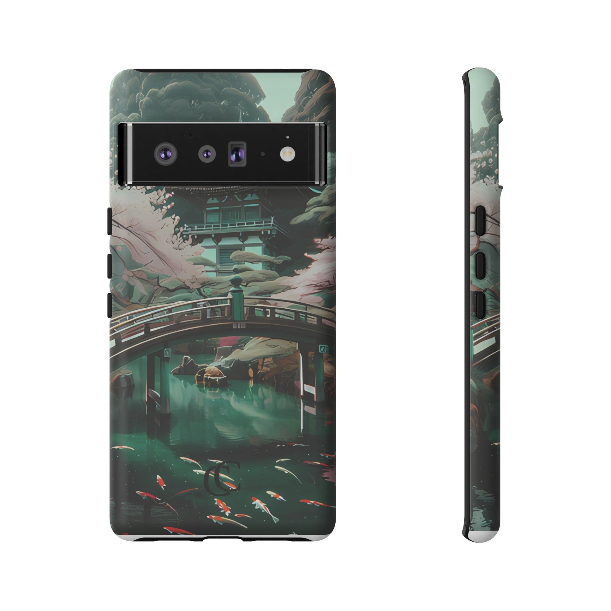 Nature-Inspired Phone Case, Aesthetic Phone Cover, Floral Case, Koi Pond Design, Gift for Nature Lovers
