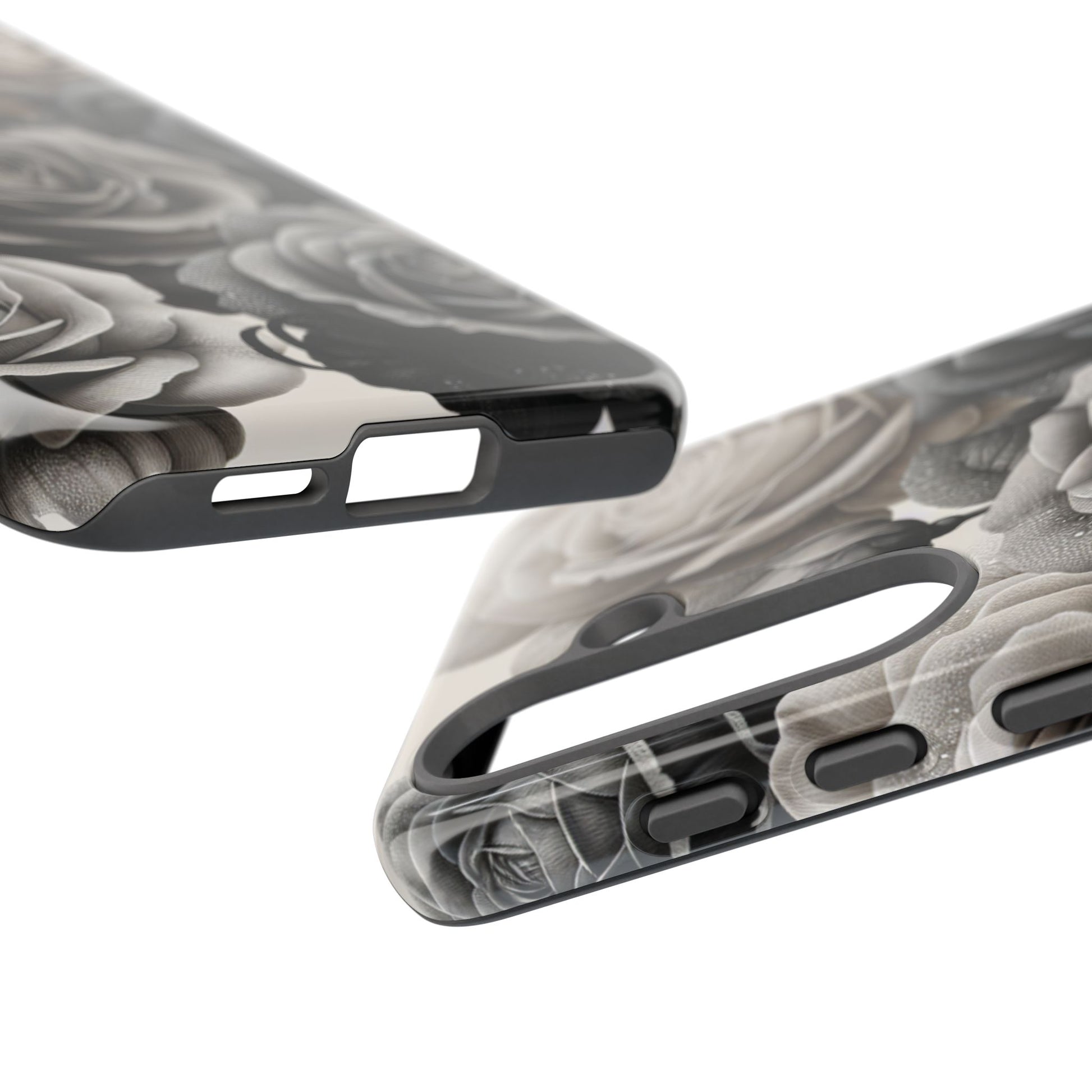 Elegant Floral Phone Case | Tough Cases with Black and White Roses | Stylish Gift for Her, Samsung Case, Vintage Design