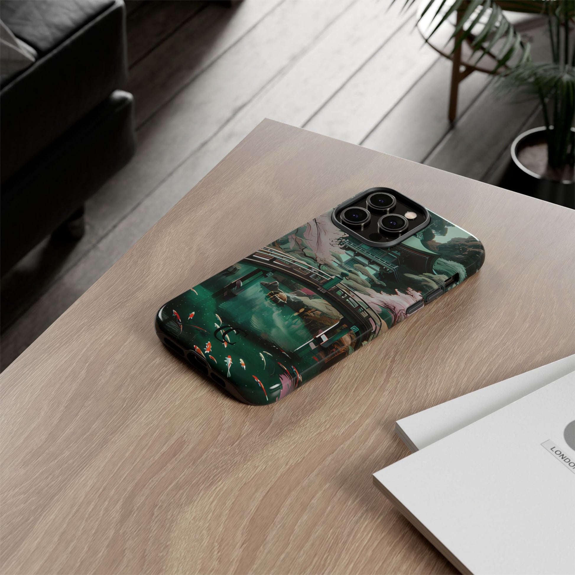 Nature-Inspired Phone Case, Aesthetic Phone Cover, Floral Case, Koi Pond Design, Gift for Nature Lovers