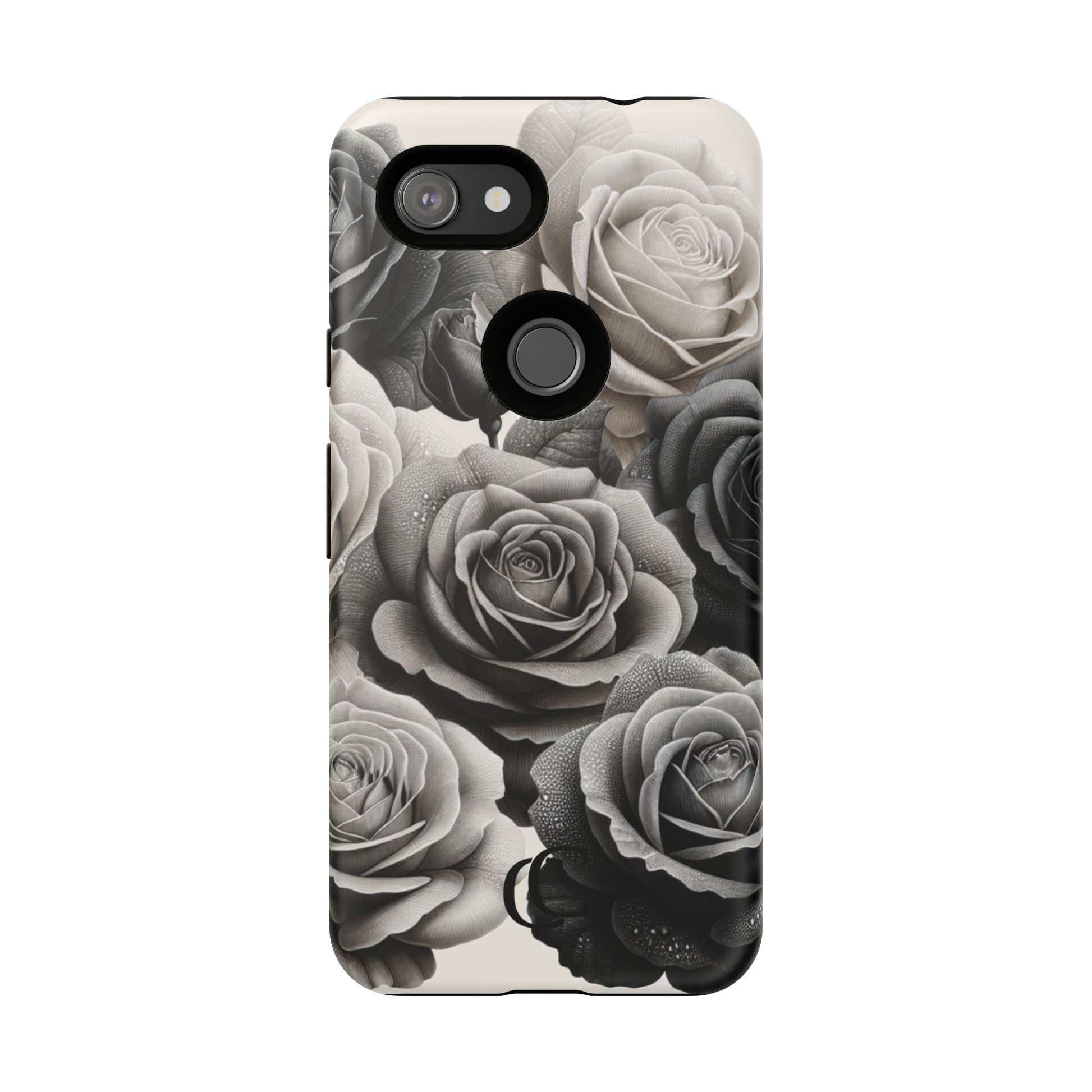 Elegant Floral Phone Case | Tough Cases with Black and White Roses | Stylish Gift for Her, Google Pixel Case, Vintage Design