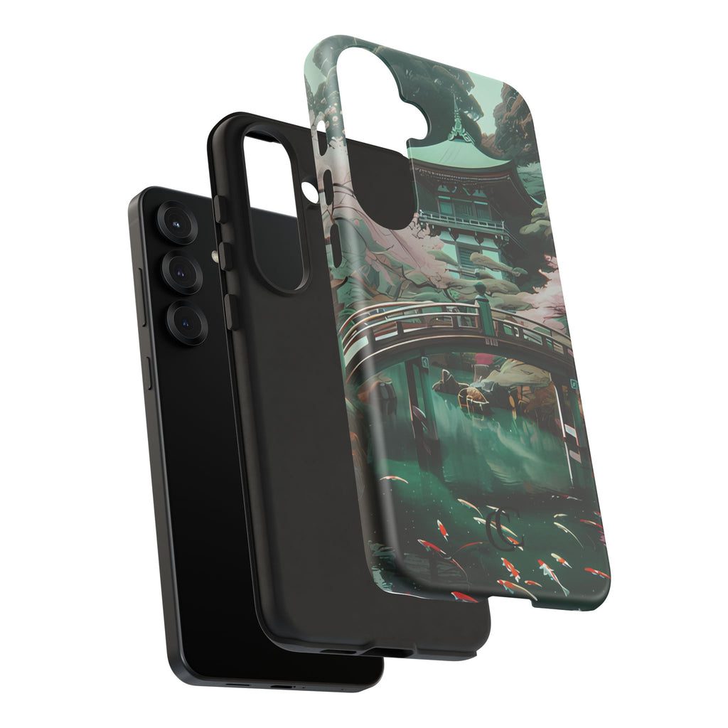 Nature-Inspired Phone Case, Aesthetic Phone Cover, Floral Case, Koi Pond Design, Gift for Nature Lovers