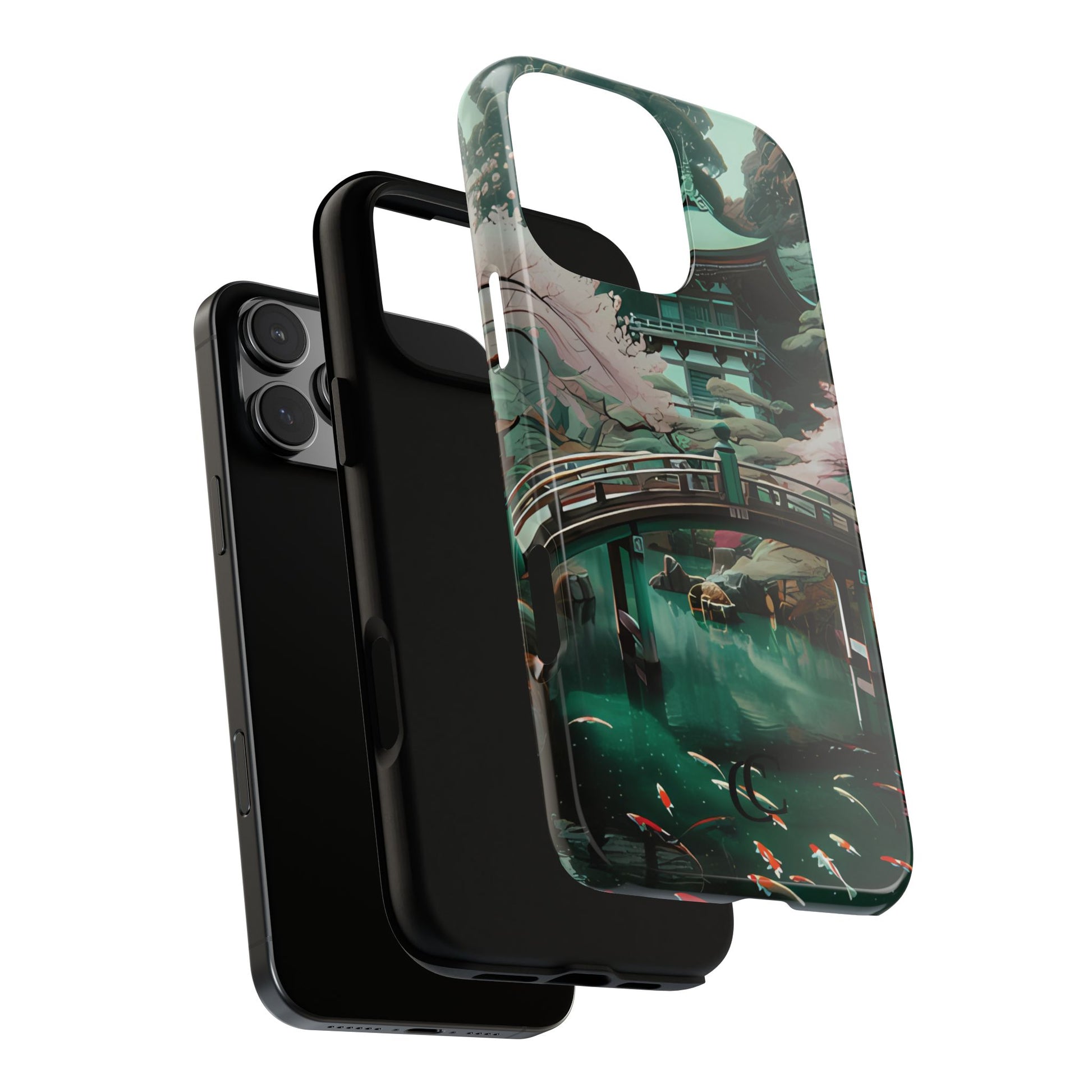 Nature-Inspired Phone Case, Aesthetic Phone Cover, Floral Case, Koi Pond Design, Gift for Nature Lovers