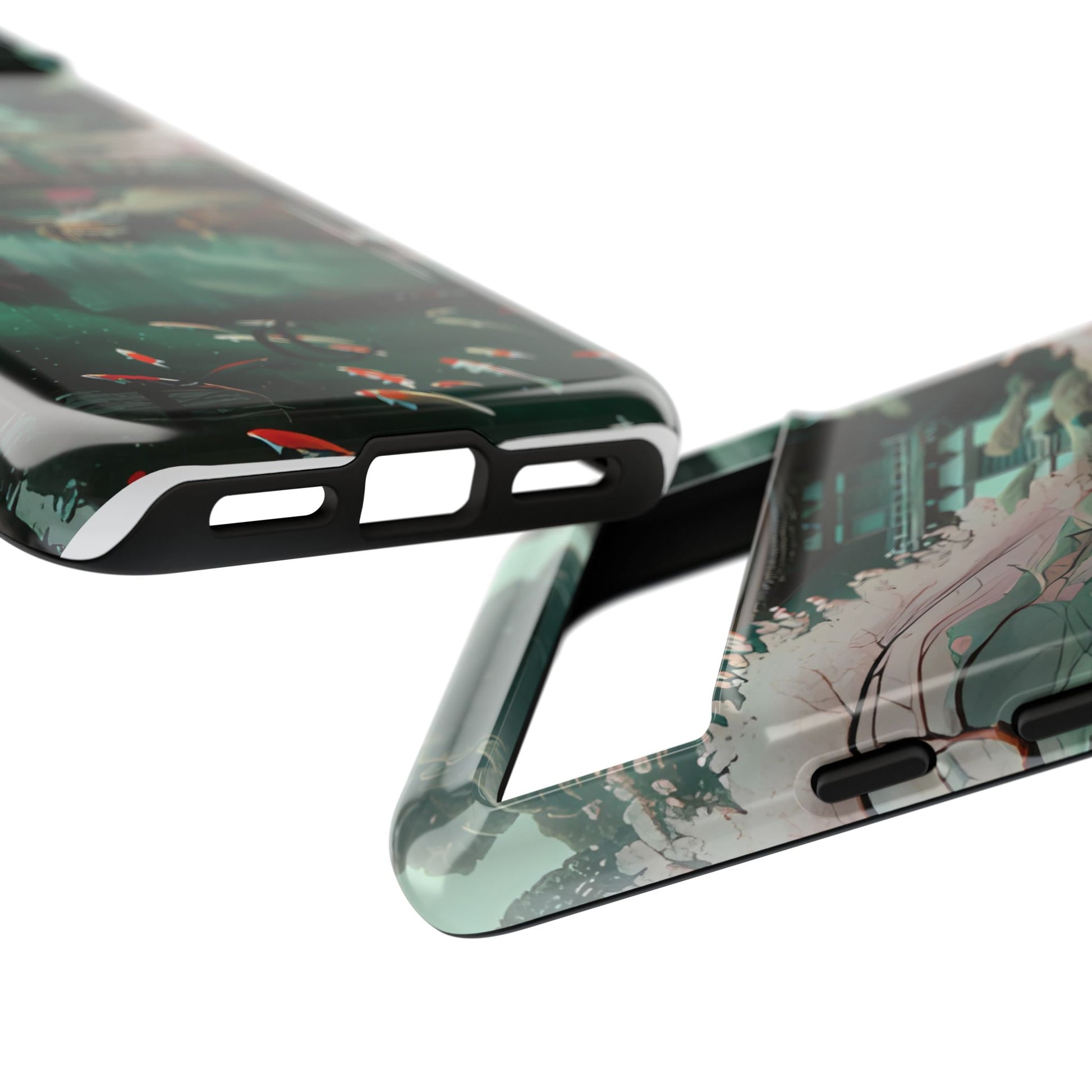 Nature-Inspired Phone Case, Aesthetic Phone Cover, Floral Case, Koi Pond Design, Gift for Nature Lovers