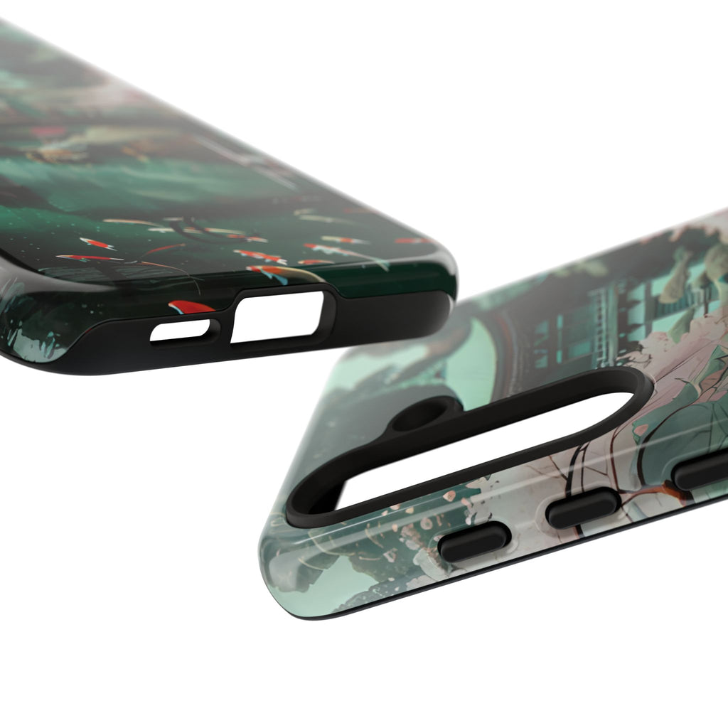 Nature-Inspired Phone Case, Aesthetic Phone Cover, Floral Case, Koi Pond Design, Gift for Nature Lovers