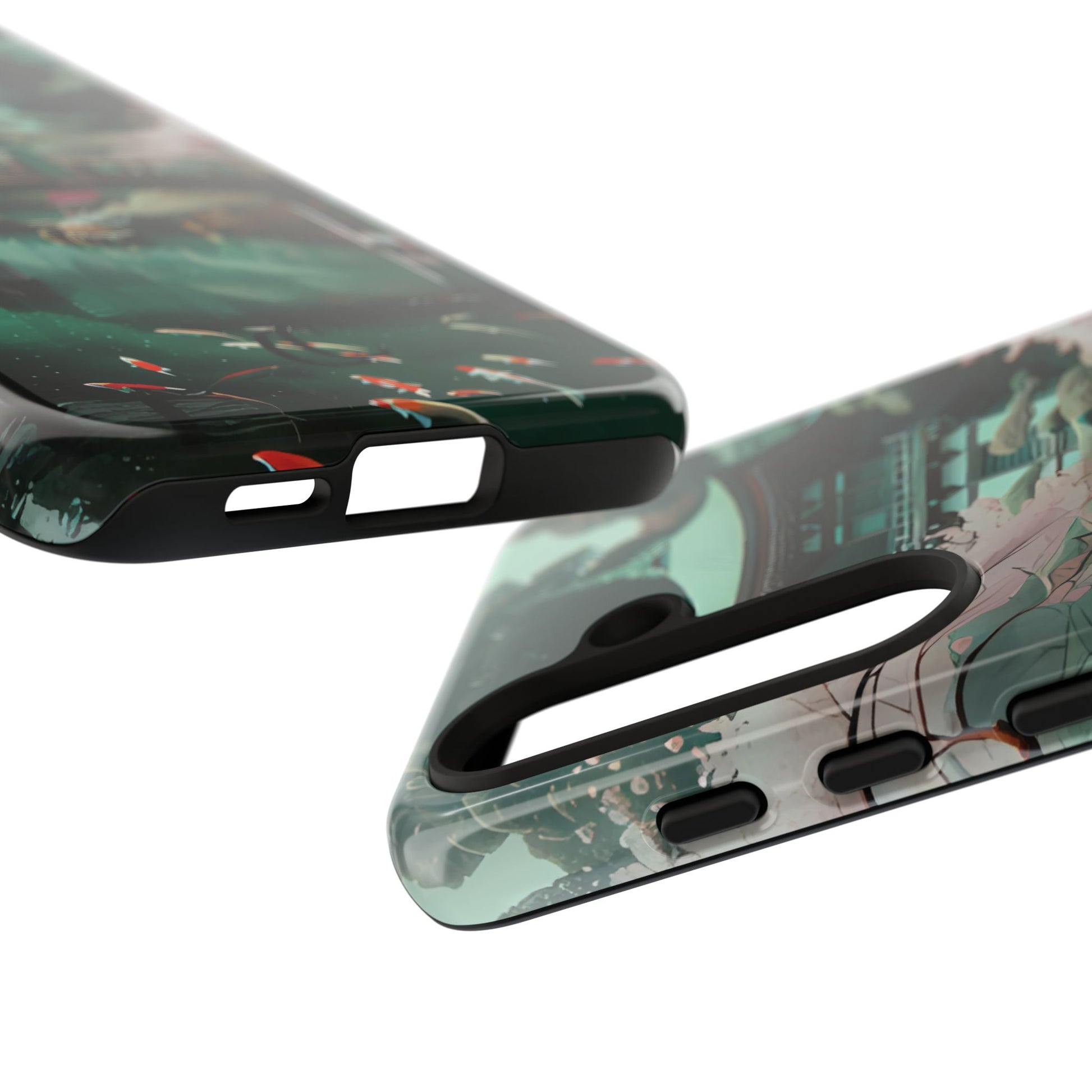 Nature-Inspired Phone Case, Aesthetic Phone Cover, Floral Case, Koi Pond Design, Gift for Nature Lovers