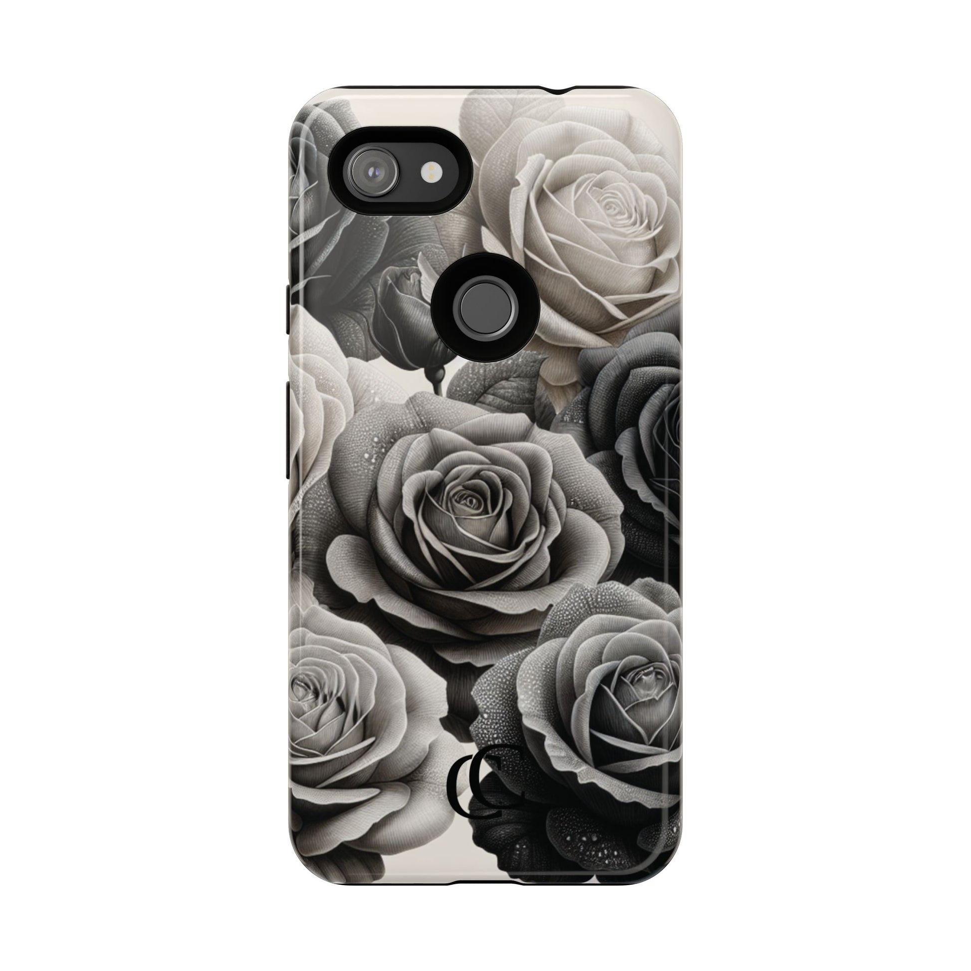 Elegant Floral Phone Case | Tough Cases with Black and White Roses | Stylish Gift for Her, Google Pixel Case, Vintage Design