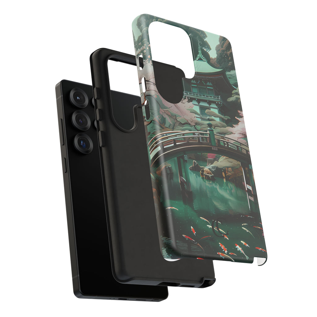 Nature-Inspired Phone Case, Aesthetic Phone Cover, Floral Case, Koi Pond Design, Gift for Nature Lovers