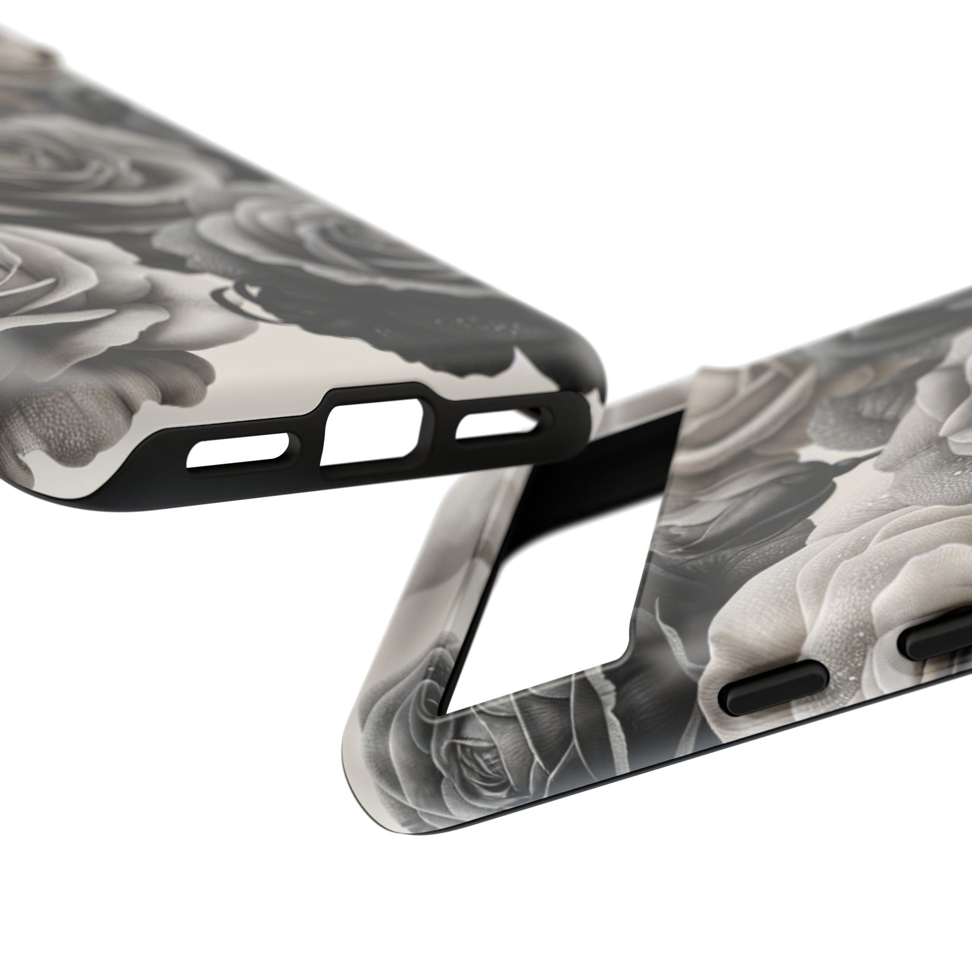 Elegant Floral Phone Case | Tough Cases with Black and White Roses | Stylish Gift for Her, Google Pixel Case, Vintage Design