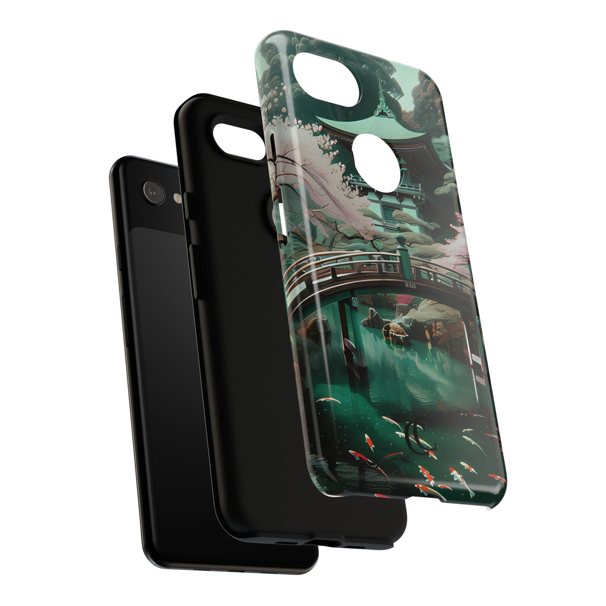 Nature-Inspired Phone Case, Aesthetic Phone Cover, Floral Case, Koi Pond Design, Gift for Nature Lovers