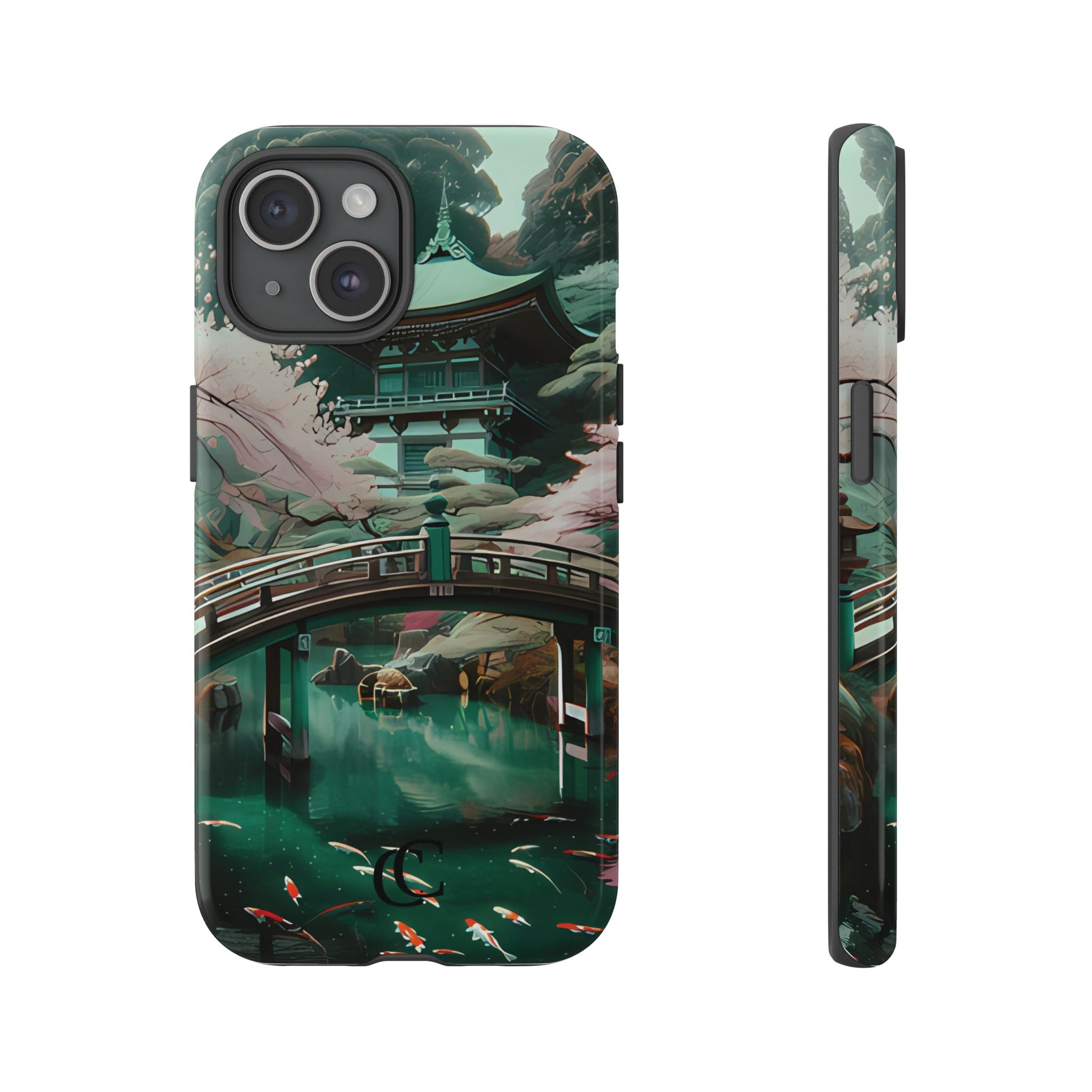 Nature-Inspired Phone Case, Aesthetic Phone Cover, Floral Case, Koi Pond Design, Gift for Nature Lovers