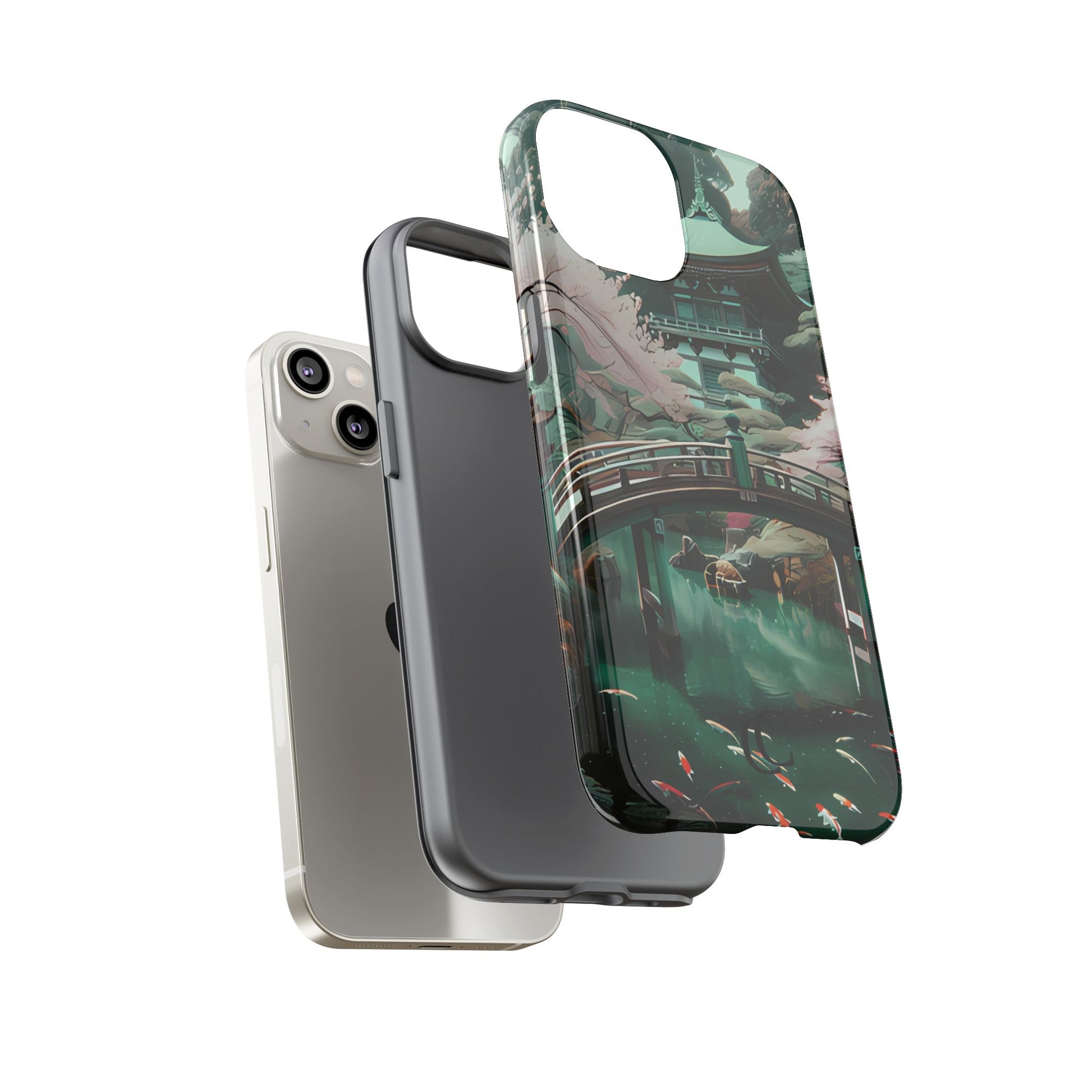 Nature-Inspired Phone Case, Aesthetic Phone Cover, Floral Case, Koi Pond Design, Gift for Nature Lovers