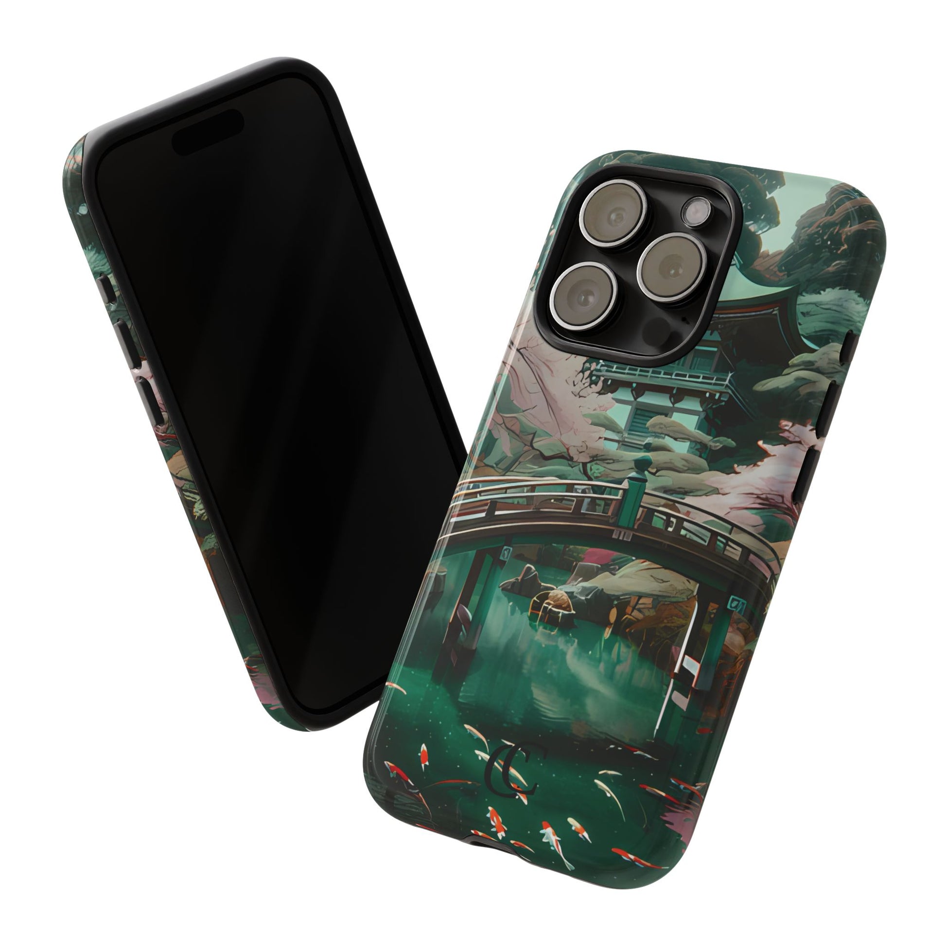 Nature-Inspired Phone Case, Aesthetic Phone Cover, Floral Case, Koi Pond Design, Gift for Nature Lovers