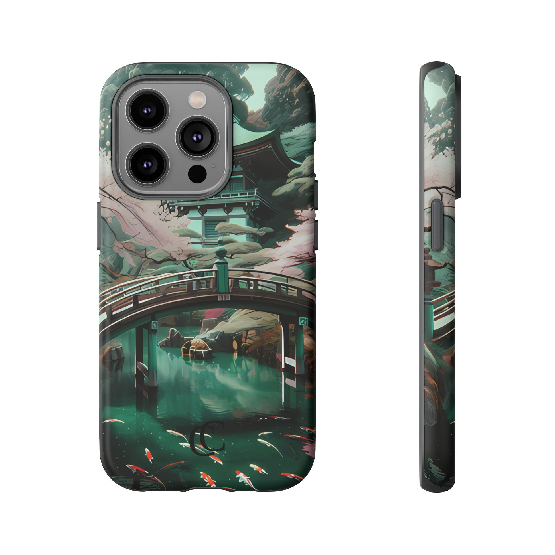 Nature-Inspired Phone Case, Aesthetic Phone Cover, Floral Case, Koi Pond Design, Gift for Nature Lovers