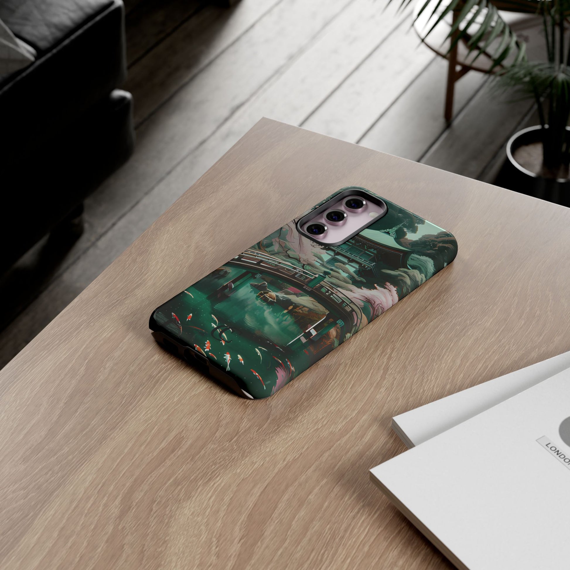 Nature-Inspired Phone Case, Aesthetic Phone Cover, Floral Case, Koi Pond Design, Gift for Nature Lovers