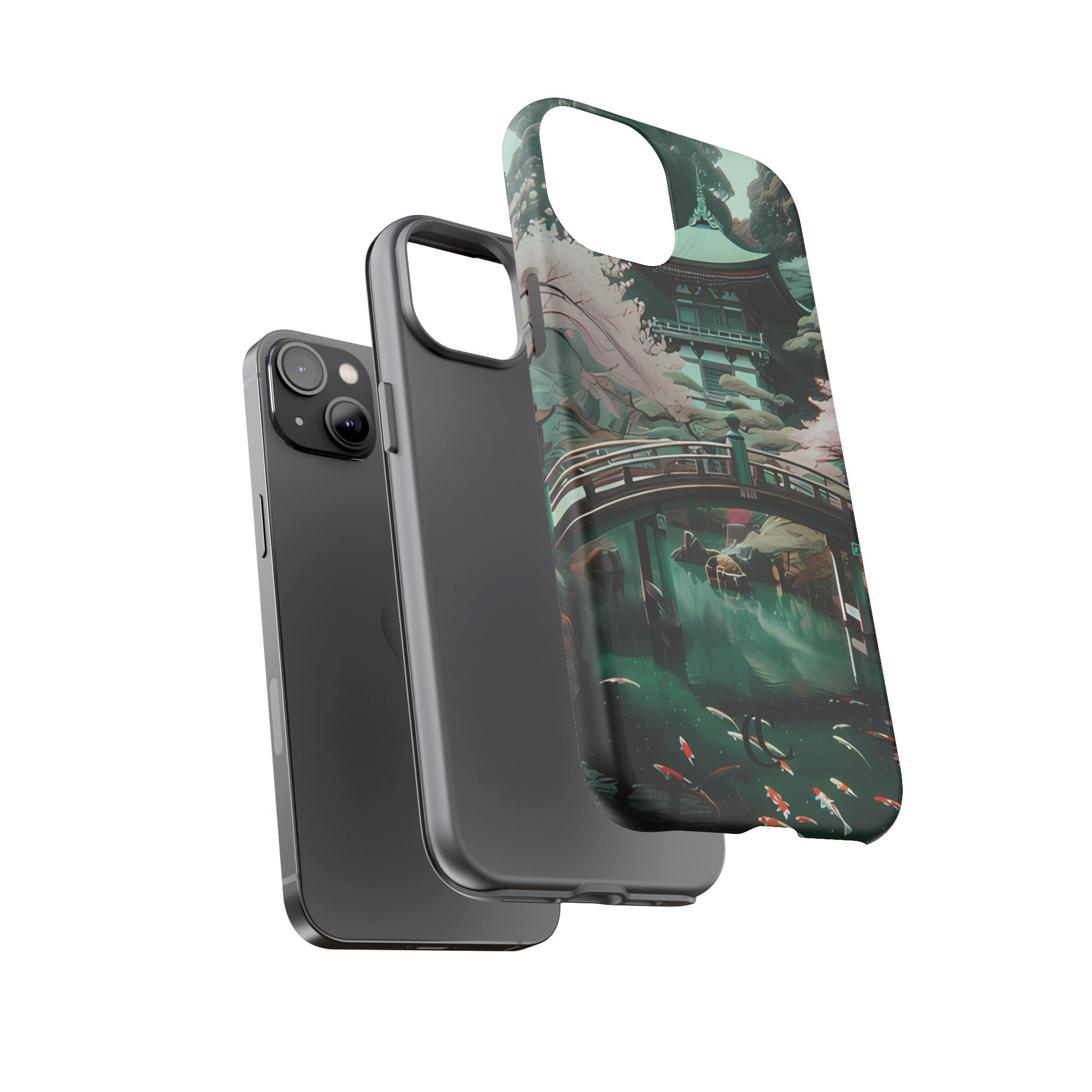 Nature-Inspired Phone Case, Aesthetic Phone Cover, Floral Case, Koi Pond Design, Gift for Nature Lovers