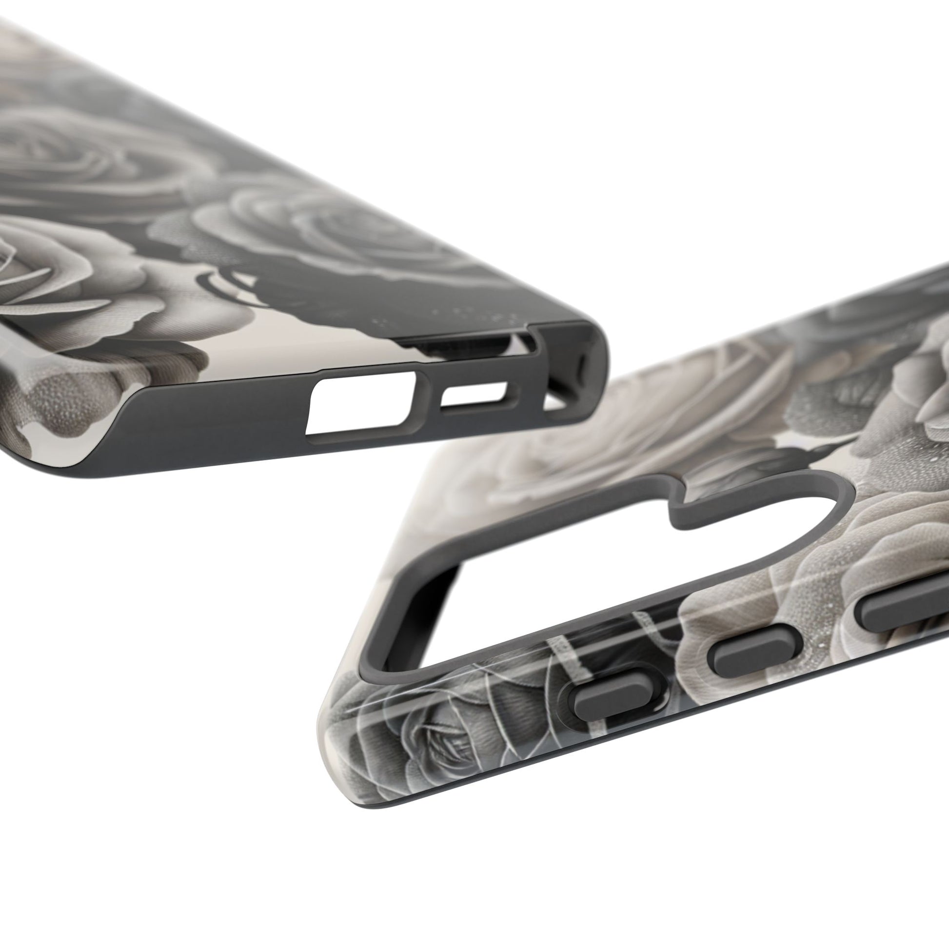 Elegant Floral Phone Case | Tough Cases with Black and White Roses | Stylish Gift for Her, Samsung Case, Vintage Design