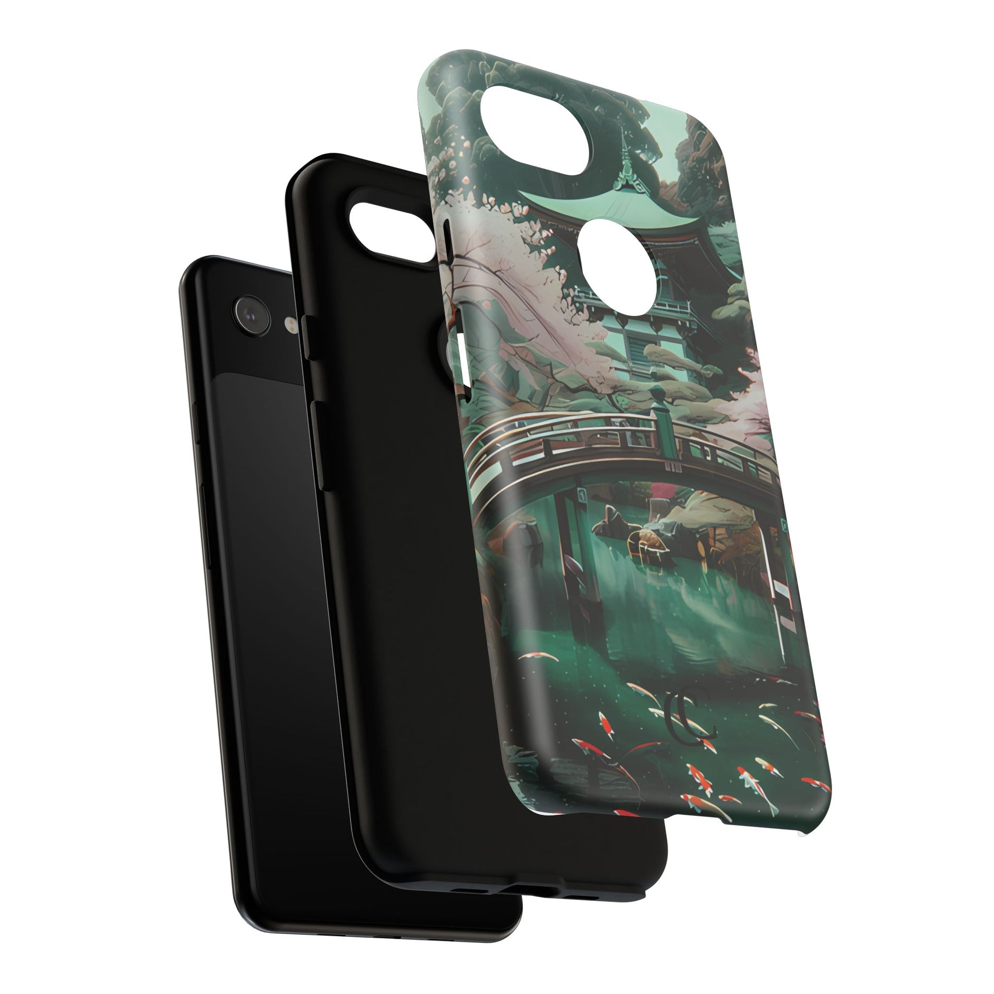 Nature-Inspired Phone Case, Aesthetic Phone Cover, Floral Case, Koi Pond Design, Gift for Nature Lovers