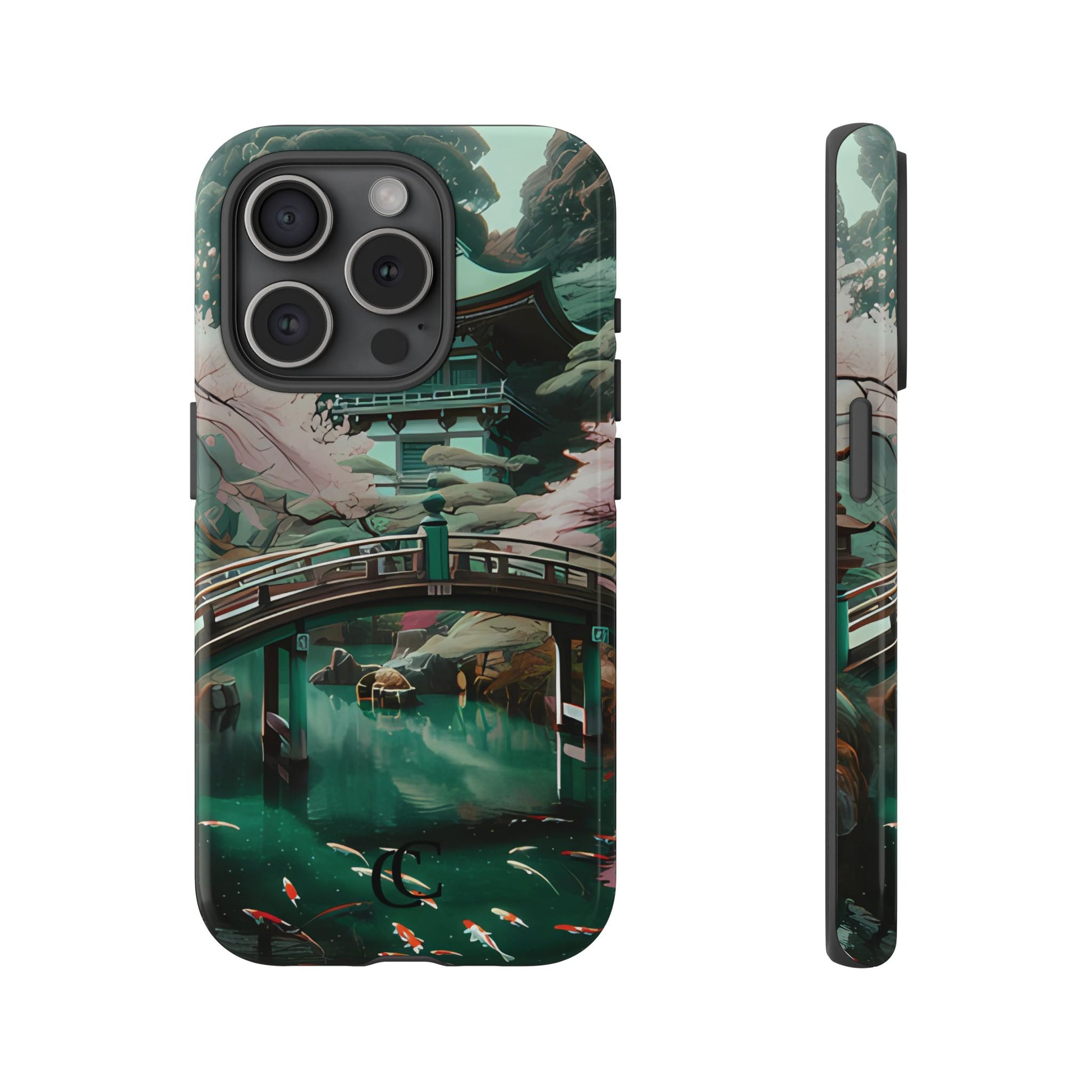 Nature-Inspired Phone Case, Aesthetic Phone Cover, Floral Case, Koi Pond Design, Gift for Nature Lovers
