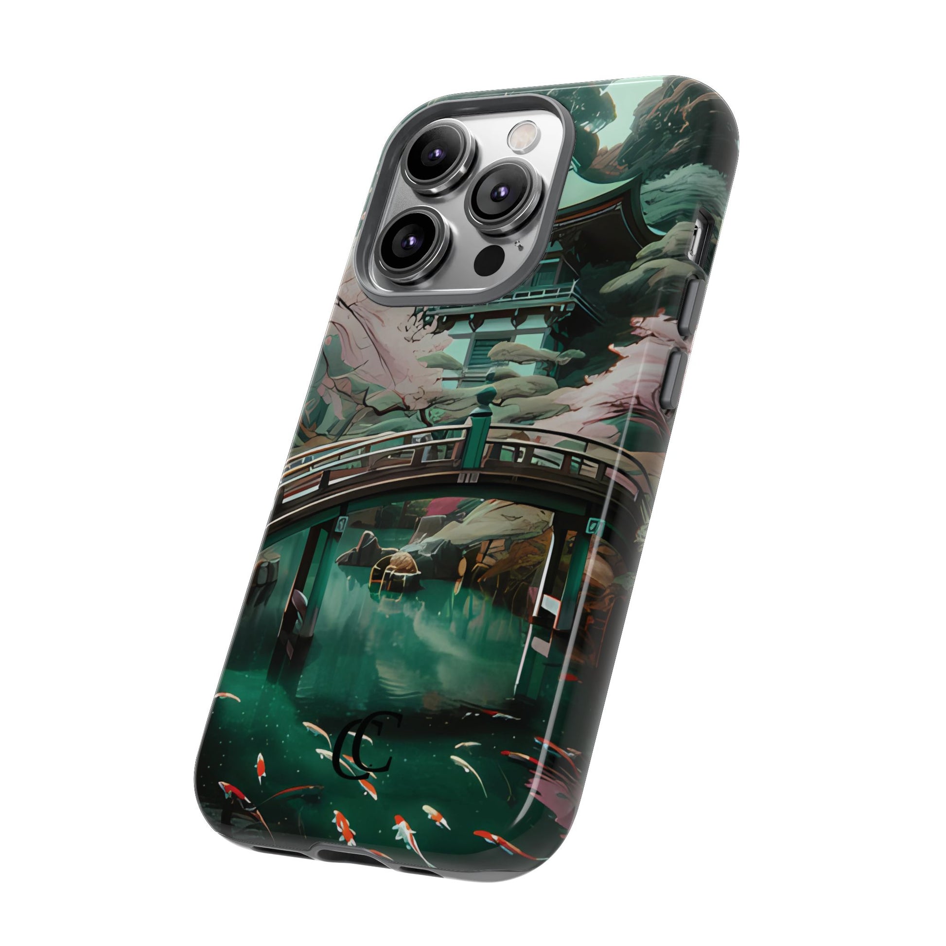 Nature-Inspired Phone Case, Aesthetic Phone Cover, Floral Case, Koi Pond Design, Gift for Nature Lovers