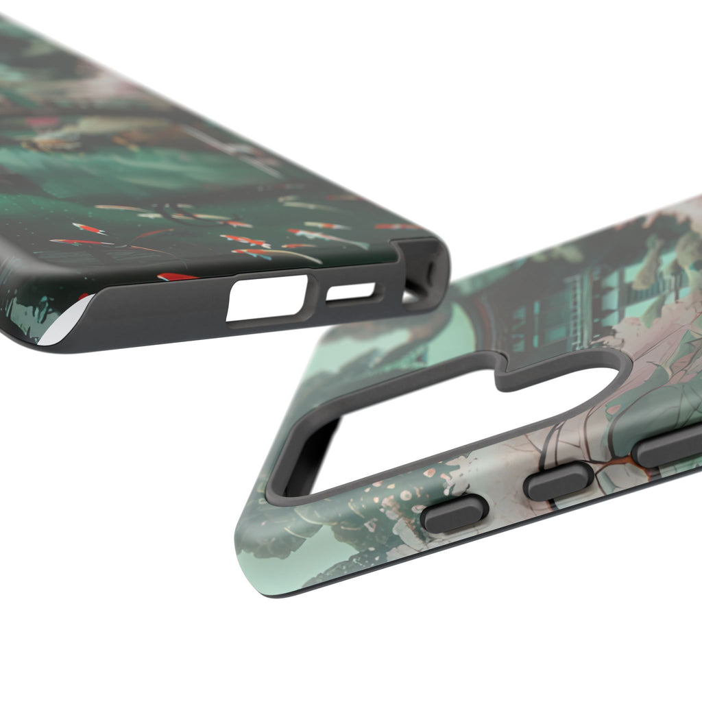 Nature-Inspired Phone Case, Aesthetic Phone Cover, Floral Case, Koi Pond Design, Gift for Nature Lovers