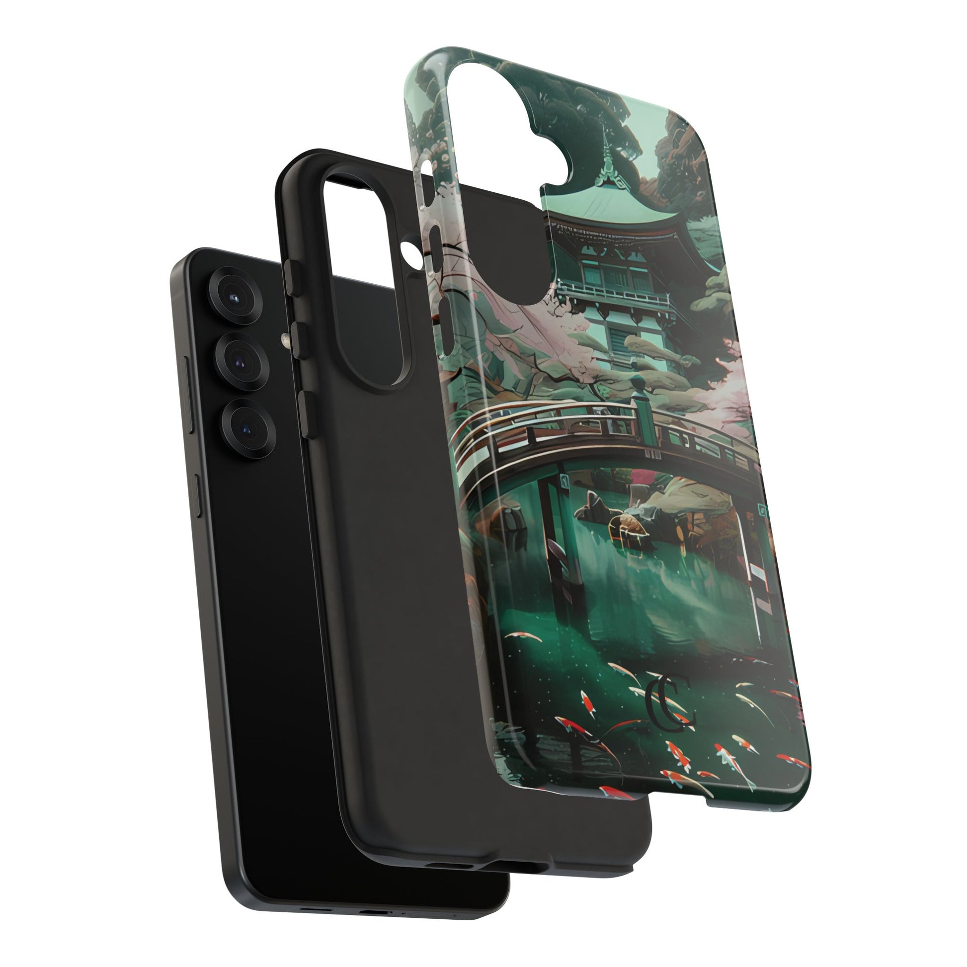 Nature-Inspired Phone Case, Aesthetic Phone Cover, Floral Case, Koi Pond Design, Gift for Nature Lovers