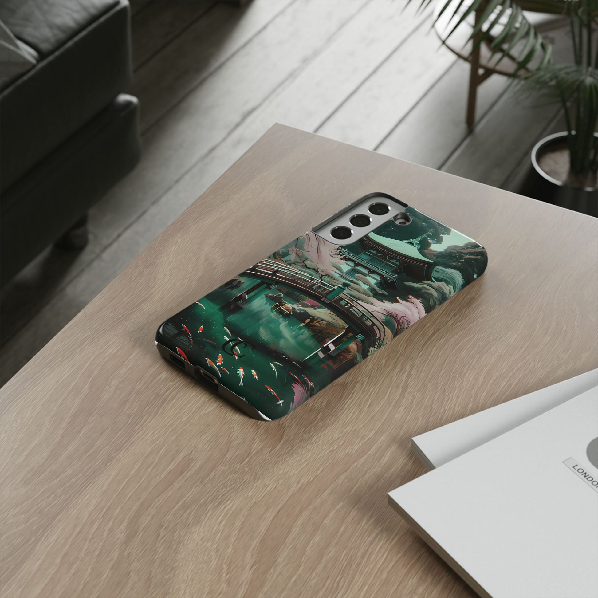 Nature-Inspired Phone Case, Aesthetic Phone Cover, Floral Case, Koi Pond Design, Gift for Nature Lovers