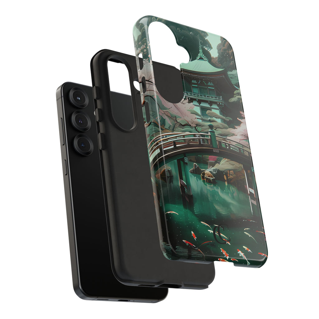 Nature-Inspired Phone Case, Aesthetic Phone Cover, Floral Case, Koi Pond Design, Gift for Nature Lovers