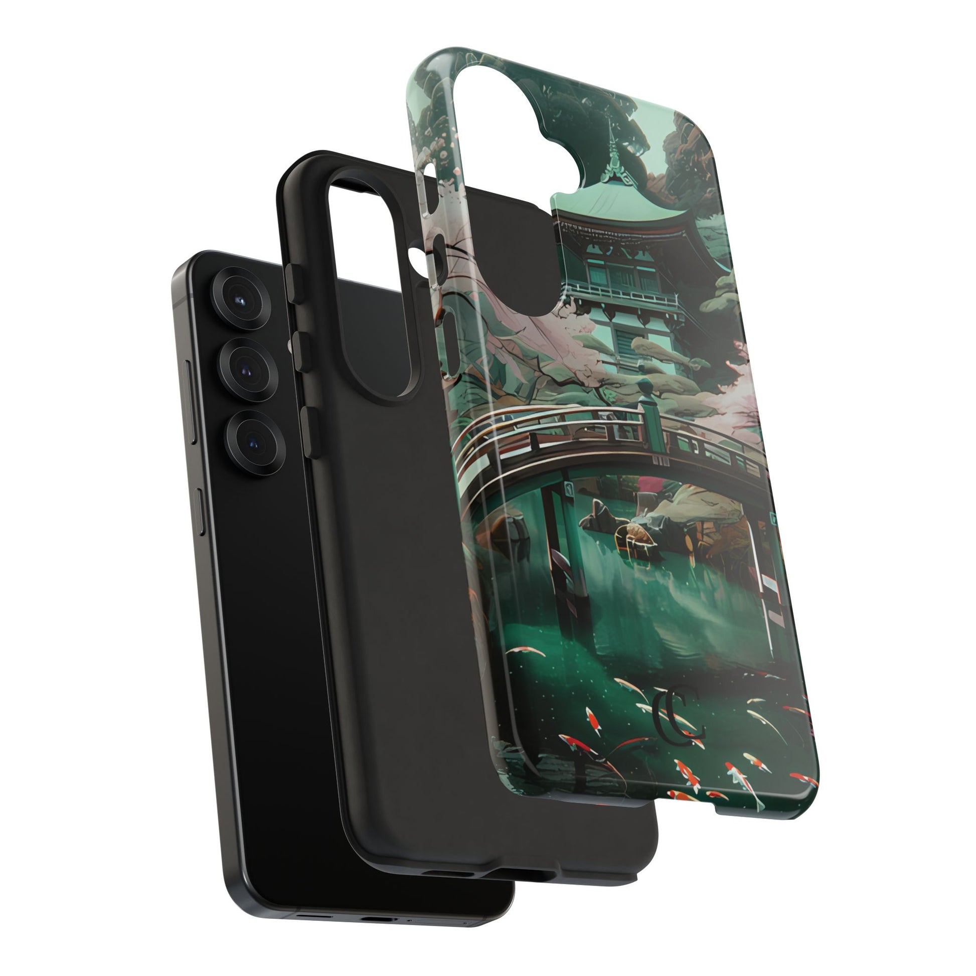 Nature-Inspired Phone Case, Aesthetic Phone Cover, Floral Case, Koi Pond Design, Gift for Nature Lovers