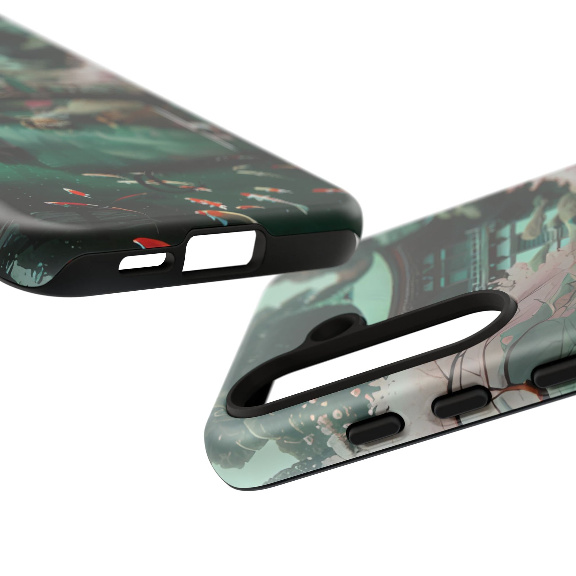 Nature-Inspired Phone Case, Aesthetic Phone Cover, Floral Case, Koi Pond Design, Gift for Nature Lovers