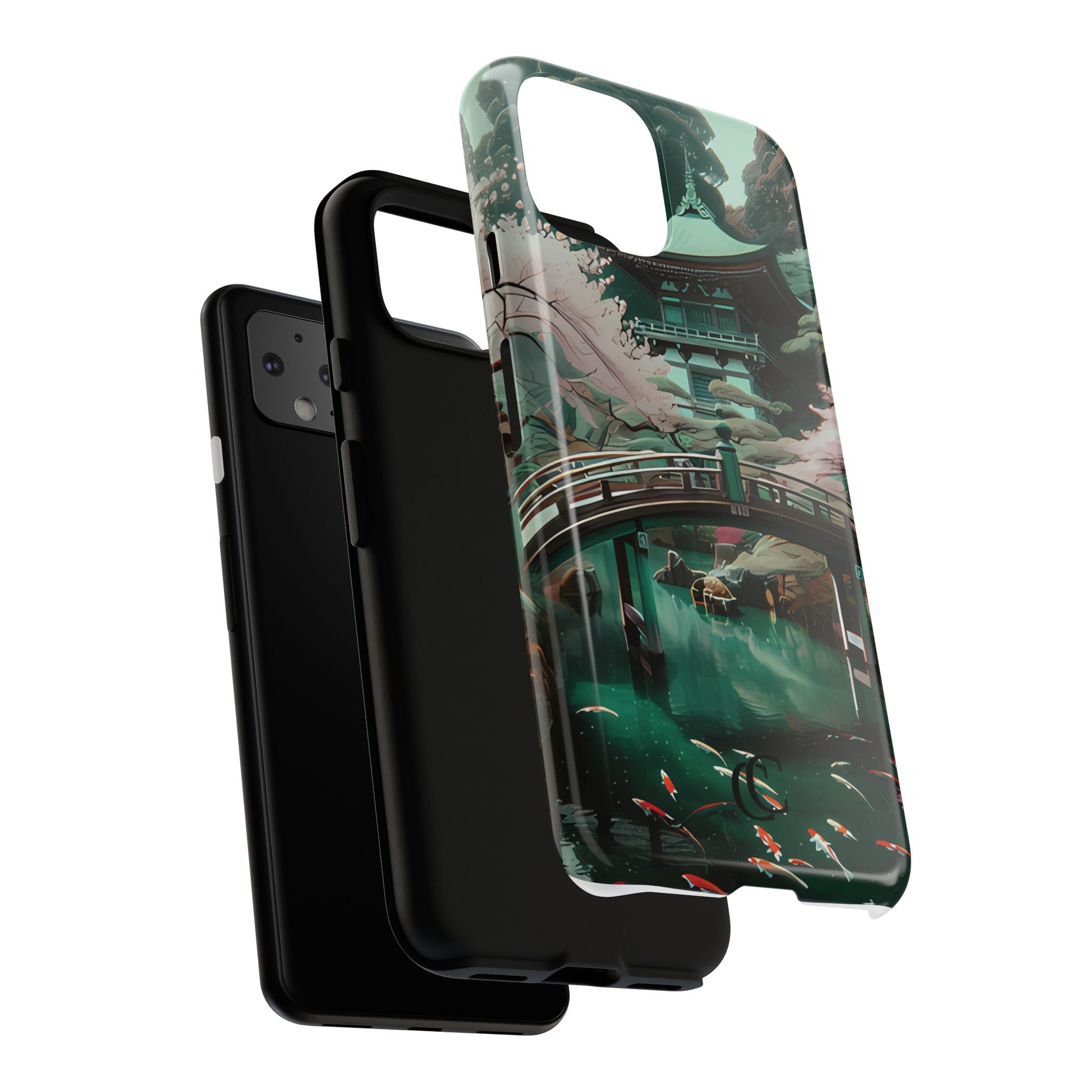 Nature-Inspired Phone Case, Aesthetic Phone Cover, Floral Case, Koi Pond Design, Gift for Nature Lovers