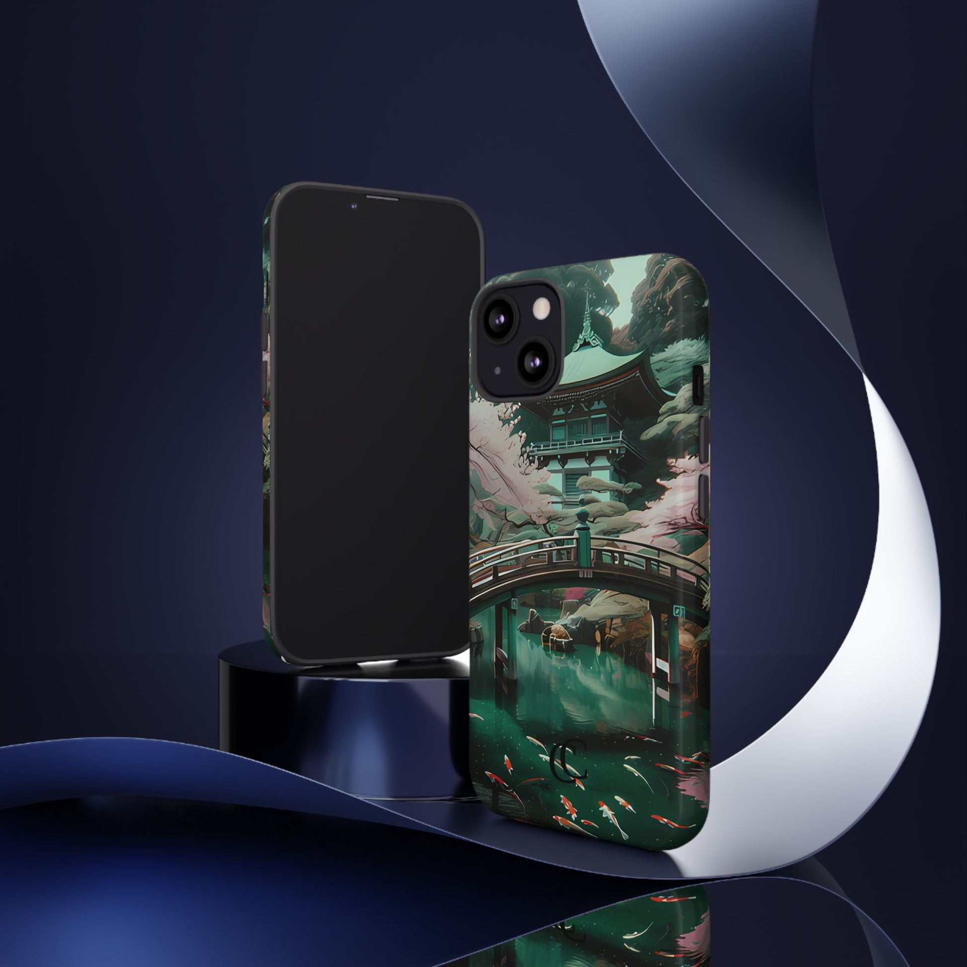 Nature-Inspired Phone Case, Aesthetic Phone Cover, Floral Case, Koi Pond Design, Gift for Nature Lovers