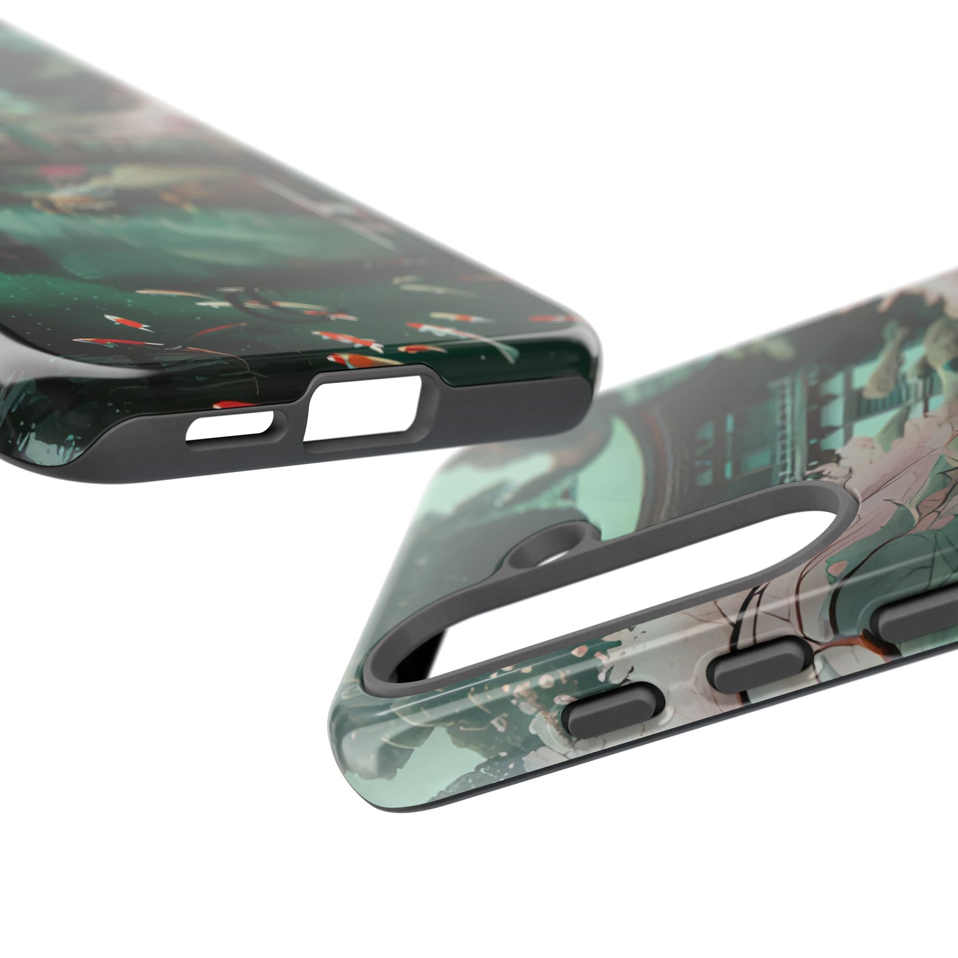 Nature-Inspired Phone Case, Aesthetic Phone Cover, Floral Case, Koi Pond Design, Gift for Nature Lovers