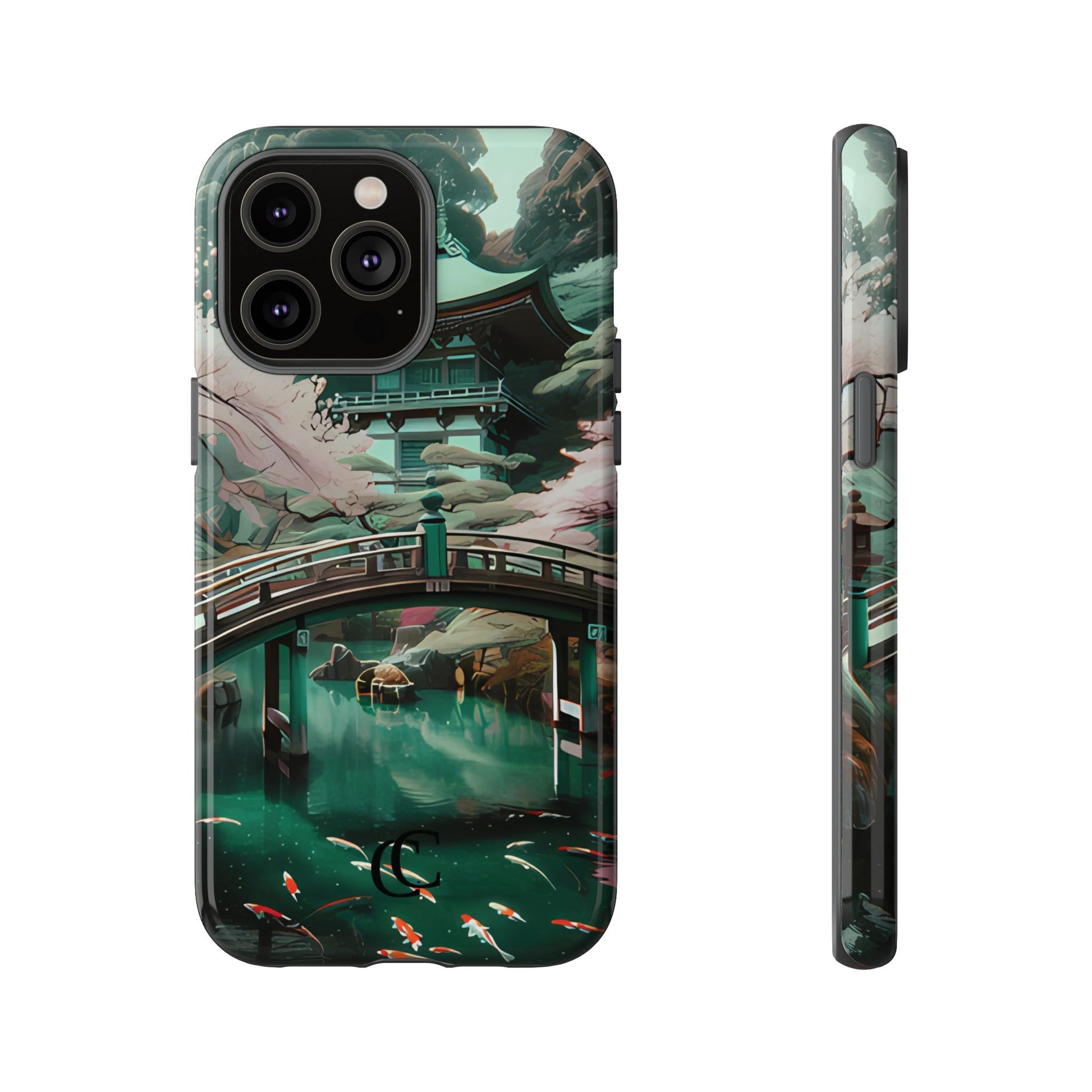 Nature-Inspired Phone Case, Aesthetic Phone Cover, Floral Case, Koi Pond Design, Gift for Nature Lovers