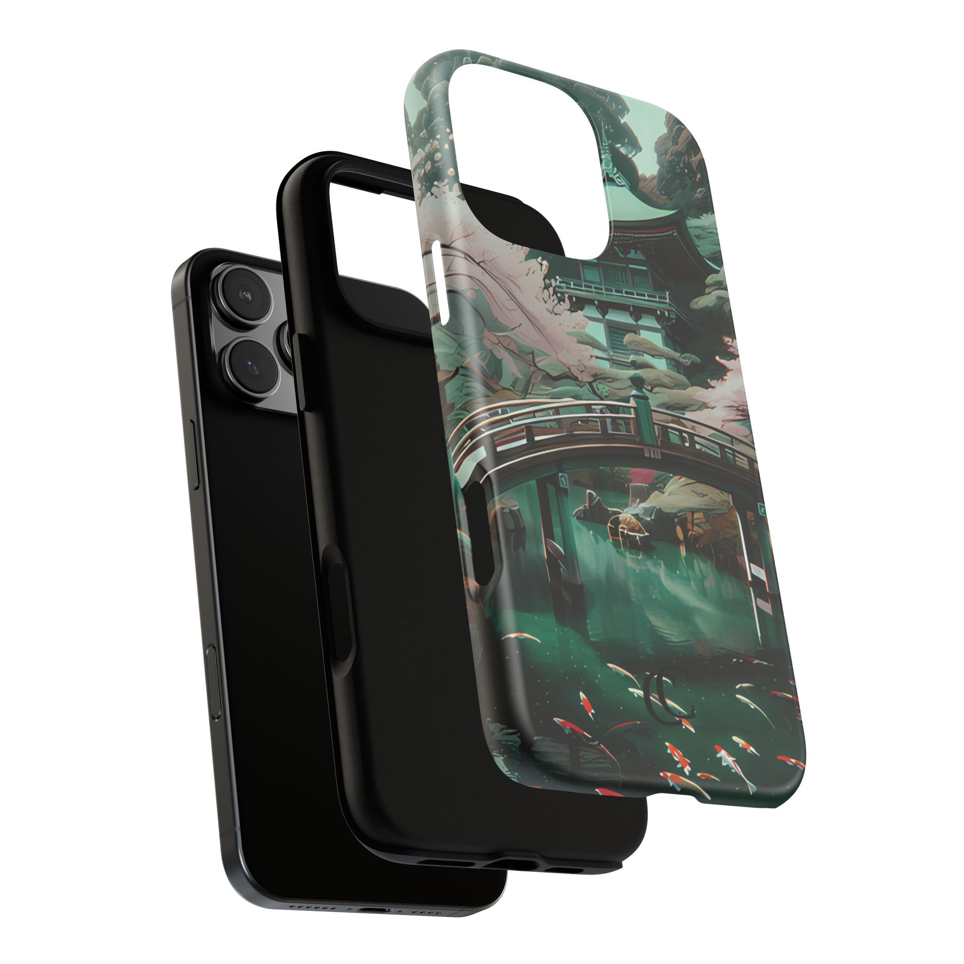 Nature-Inspired Phone Case, Aesthetic Phone Cover, Floral Case, Koi Pond Design, Gift for Nature Lovers