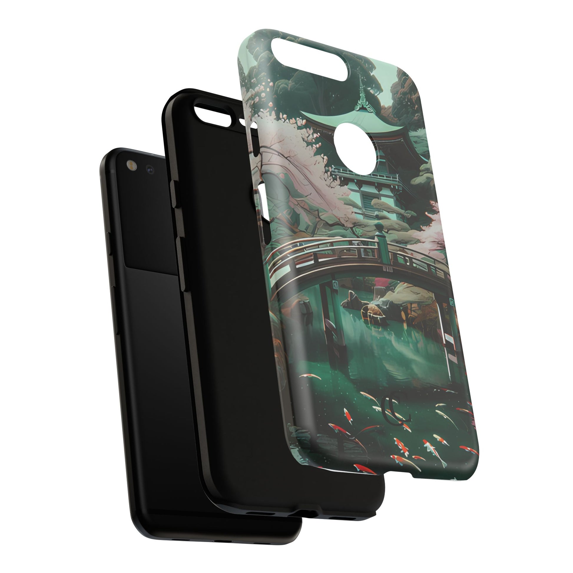Nature-Inspired Phone Case, Aesthetic Phone Cover, Floral Case, Koi Pond Design, Gift for Nature Lovers
