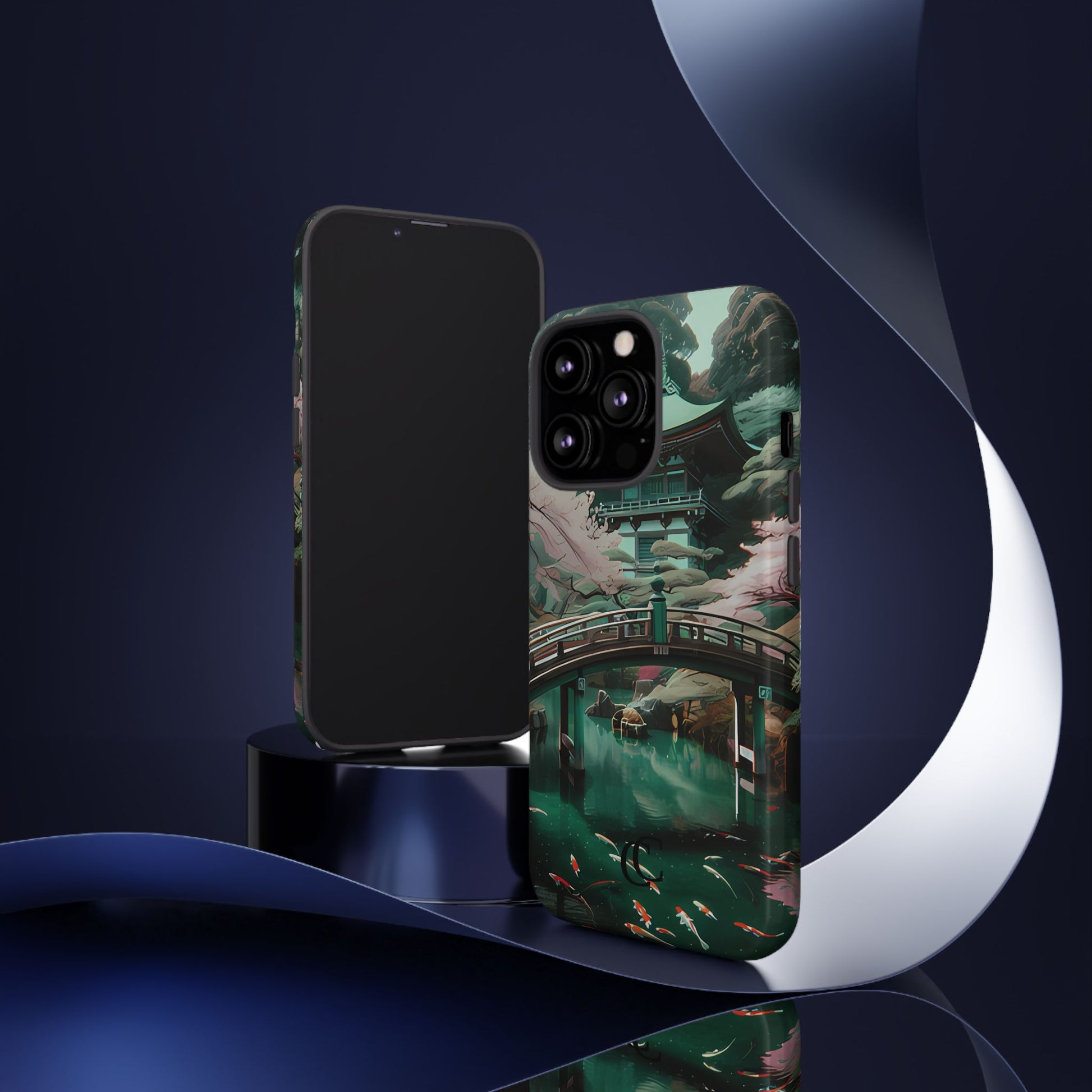 Nature-Inspired Phone Case, Aesthetic Phone Cover, Floral Case, Koi Pond Design, Gift for Nature Lovers