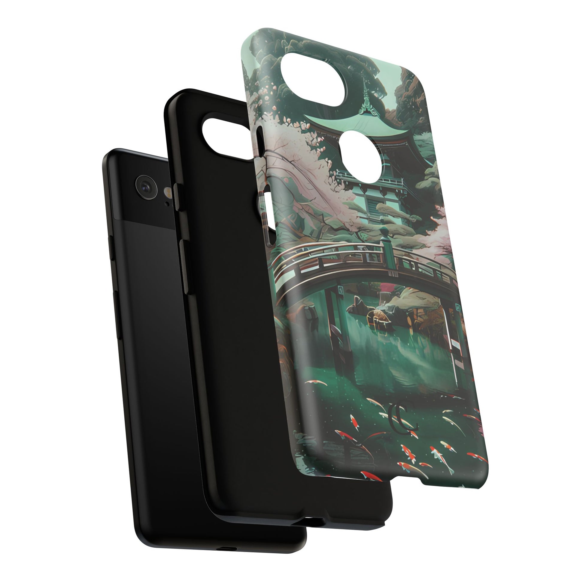 Nature-Inspired Phone Case, Aesthetic Phone Cover, Floral Case, Koi Pond Design, Gift for Nature Lovers