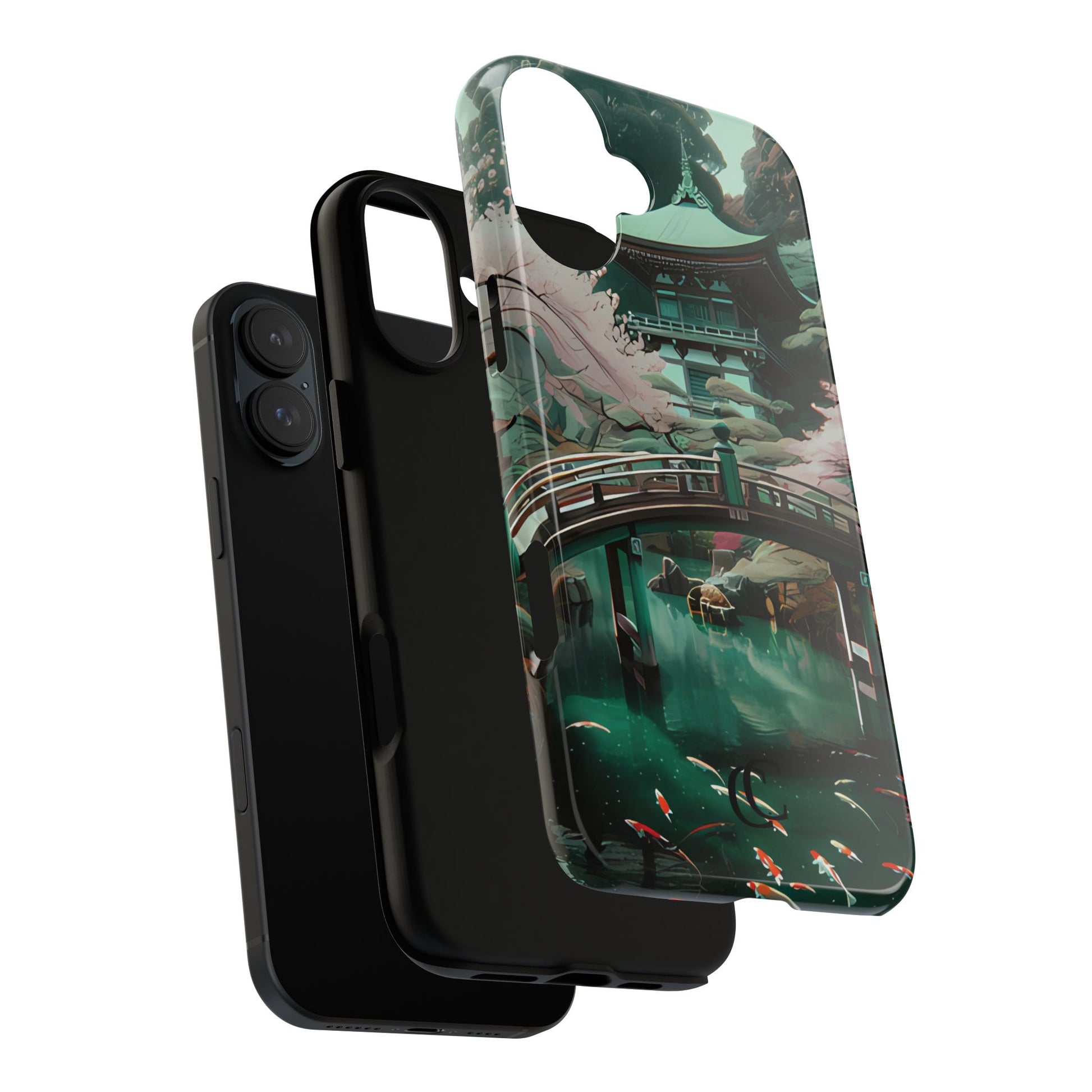 Nature-Inspired Phone Case, Aesthetic Phone Cover, Floral Case, Koi Pond Design, Gift for Nature Lovers