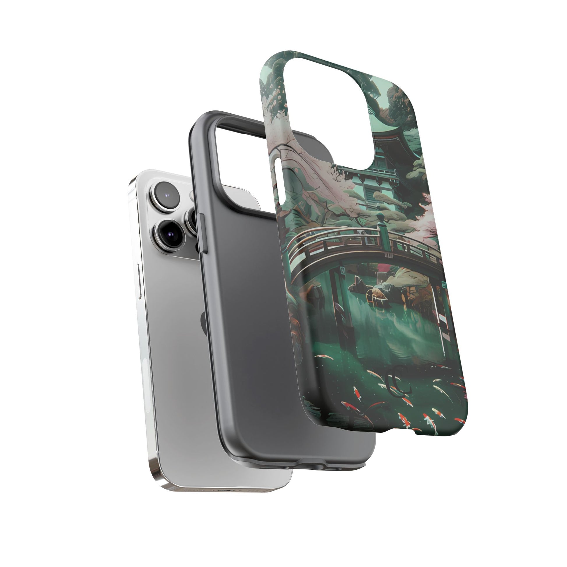 Nature-Inspired Phone Case, Aesthetic Phone Cover, Floral Case, Koi Pond Design, Gift for Nature Lovers