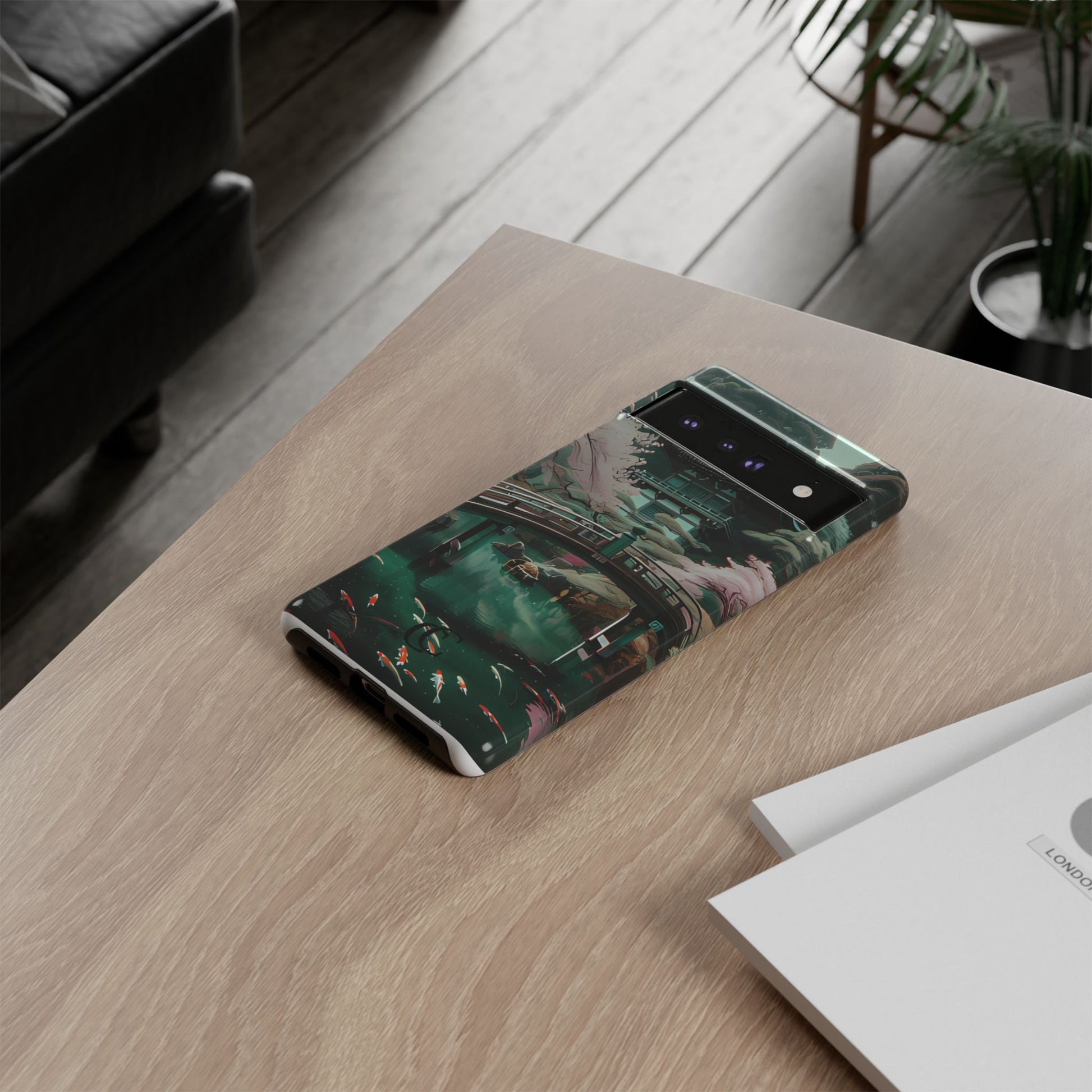 Nature-Inspired Phone Case, Aesthetic Phone Cover, Floral Case, Koi Pond Design, Gift for Nature Lovers