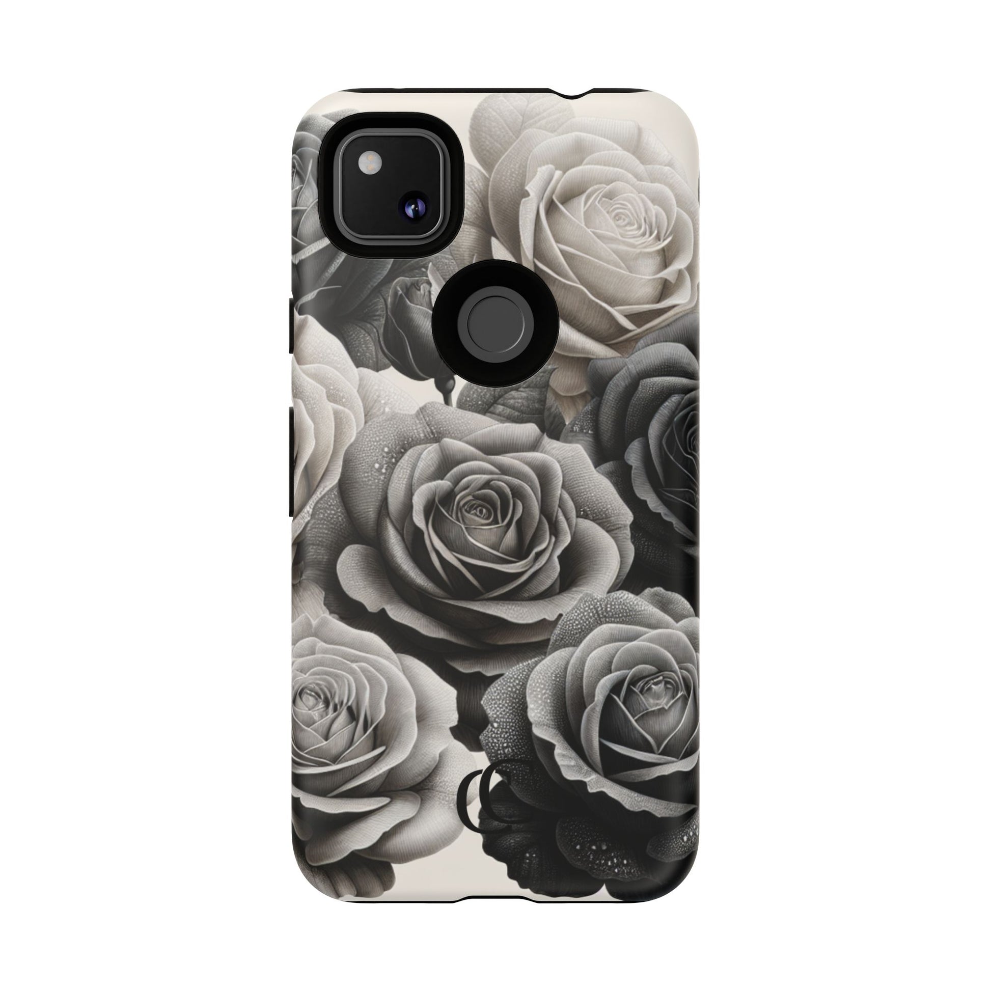 Elegant Floral Phone Case | Tough Cases with Black and White Roses | Stylish Gift for Her, Google Pixel Case, Vintage Design
