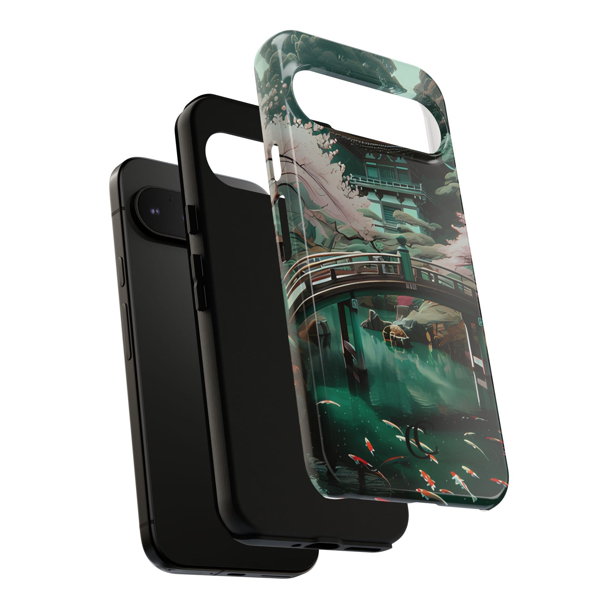 Nature-Inspired Phone Case, Aesthetic Phone Cover, Floral Case, Koi Pond Design, Gift for Nature Lovers