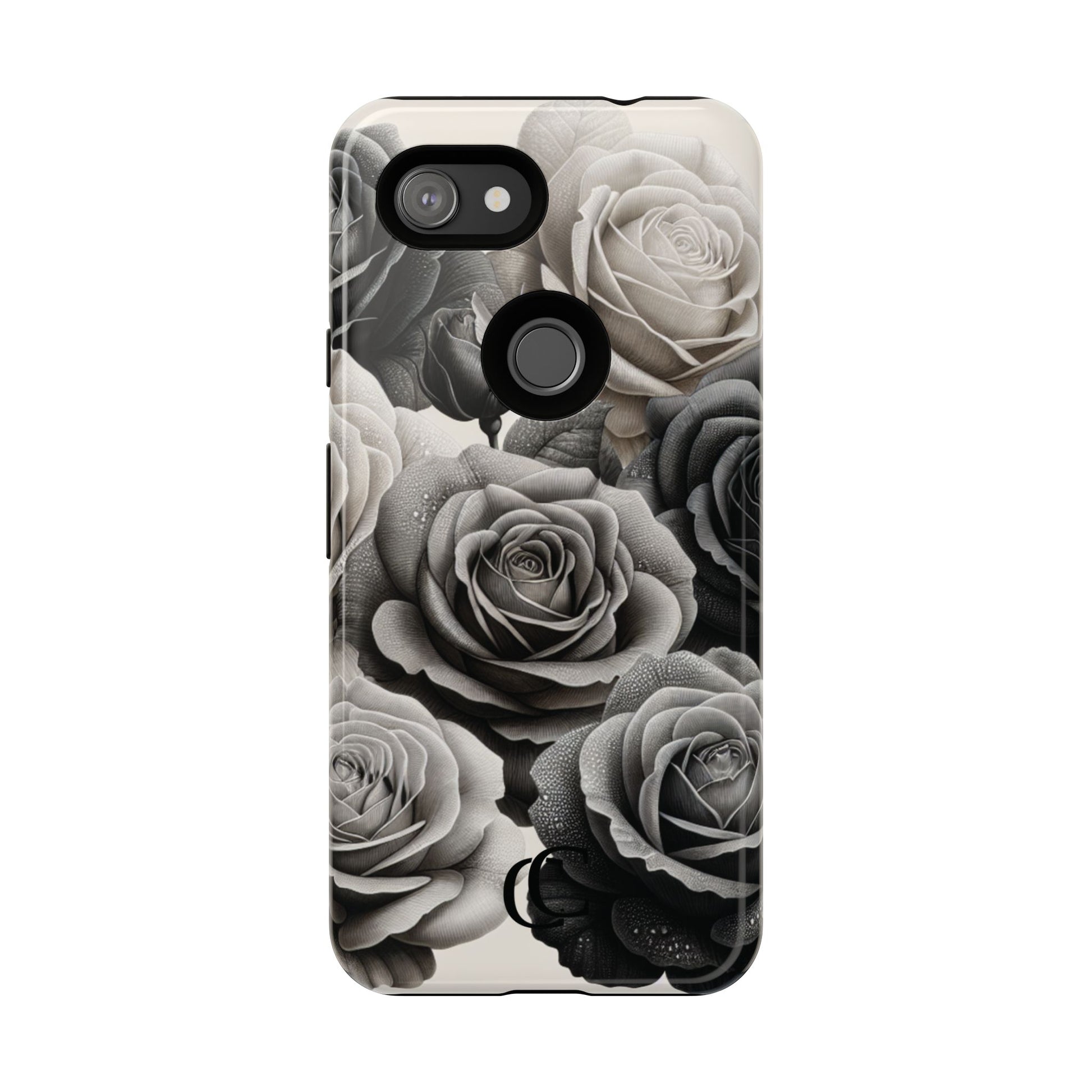 Elegant Floral Phone Case | Tough Cases with Black and White Roses | Stylish Gift for Her, Google Pixel Case, Vintage Design