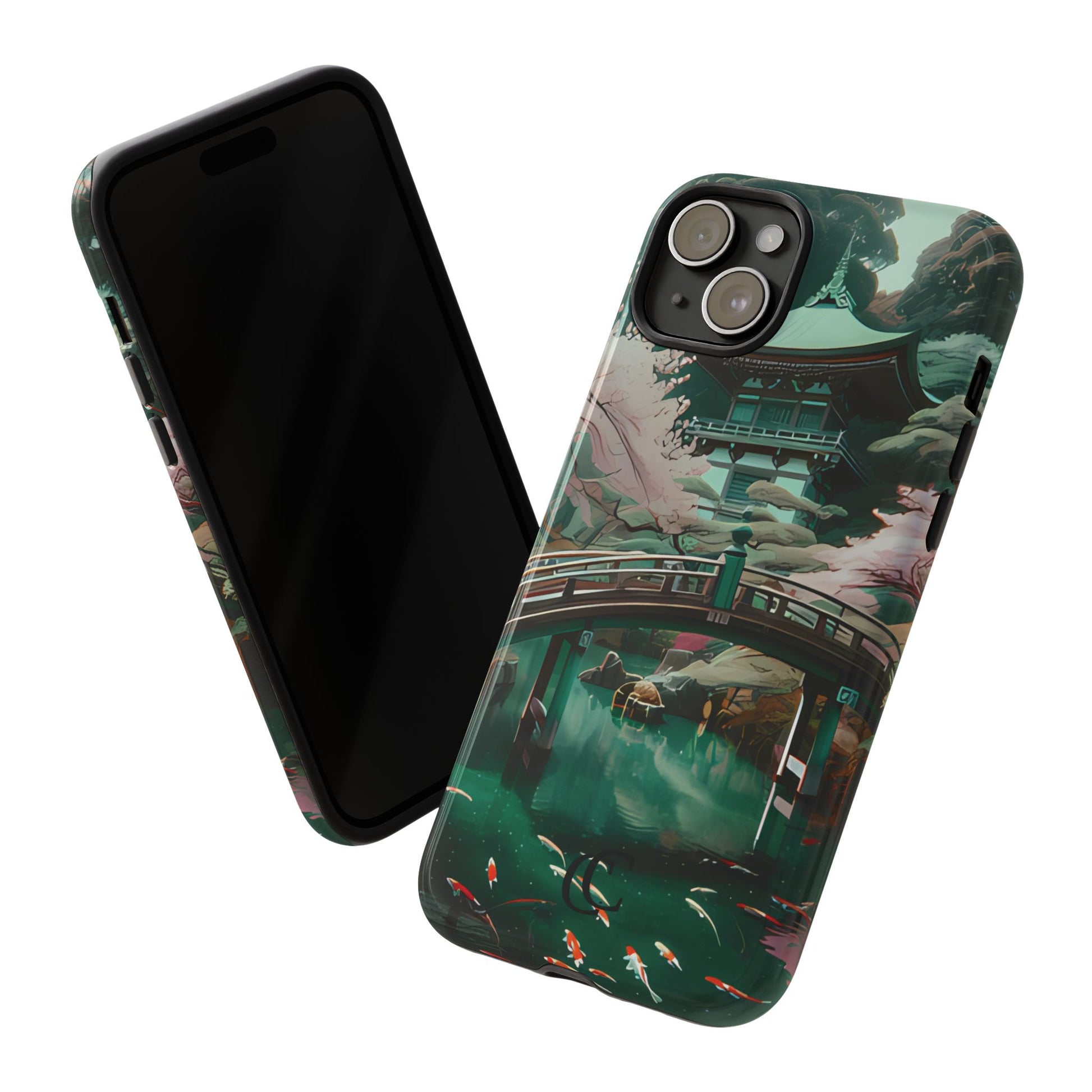 Nature-Inspired Phone Case, Aesthetic Phone Cover, Floral Case, Koi Pond Design, Gift for Nature Lovers