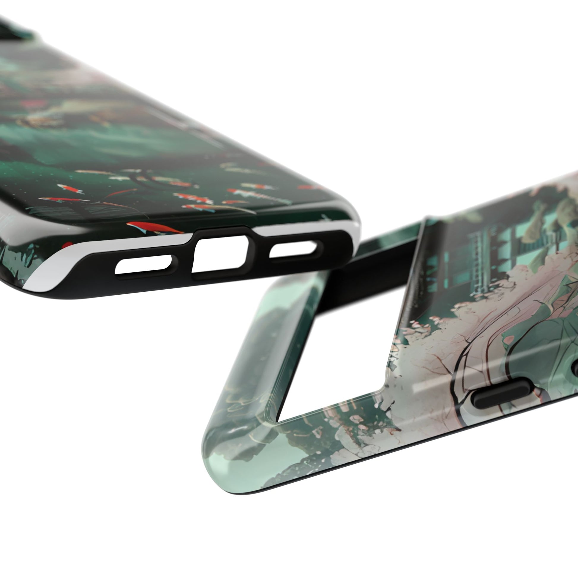 Nature-Inspired Phone Case, Aesthetic Phone Cover, Floral Case, Koi Pond Design, Gift for Nature Lovers