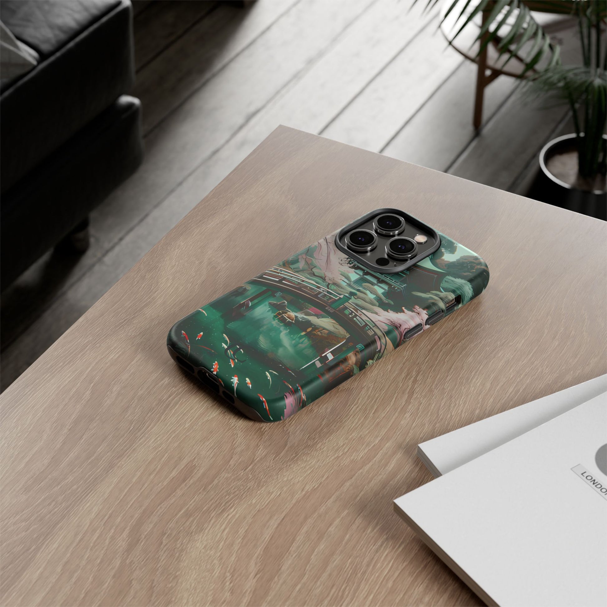 Nature-Inspired Phone Case, Aesthetic Phone Cover, Floral Case, Koi Pond Design, Gift for Nature Lovers